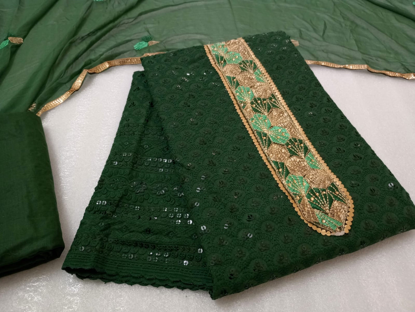 Cotton Chikankari with Neck work Womens Dress Material (Unstitched) - Premium from Ethenika.com - Just INR 1090! Shop now at Ethenika.com