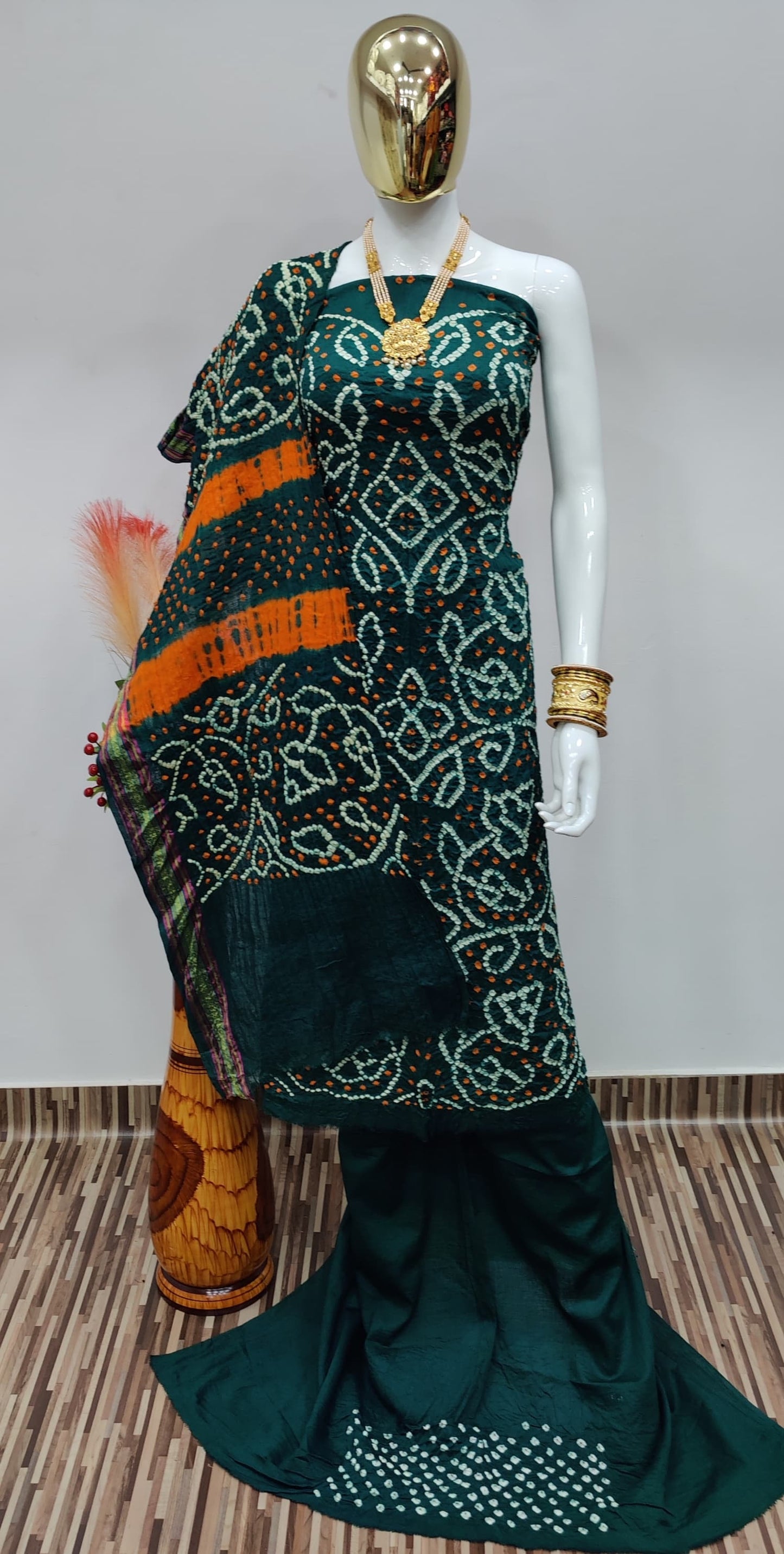 Cotton Satin Barik Bandhej Work Bandhani Dress Material - Premium  from Ethenika.com - Just INR 2190! Shop now at Ethenika.com