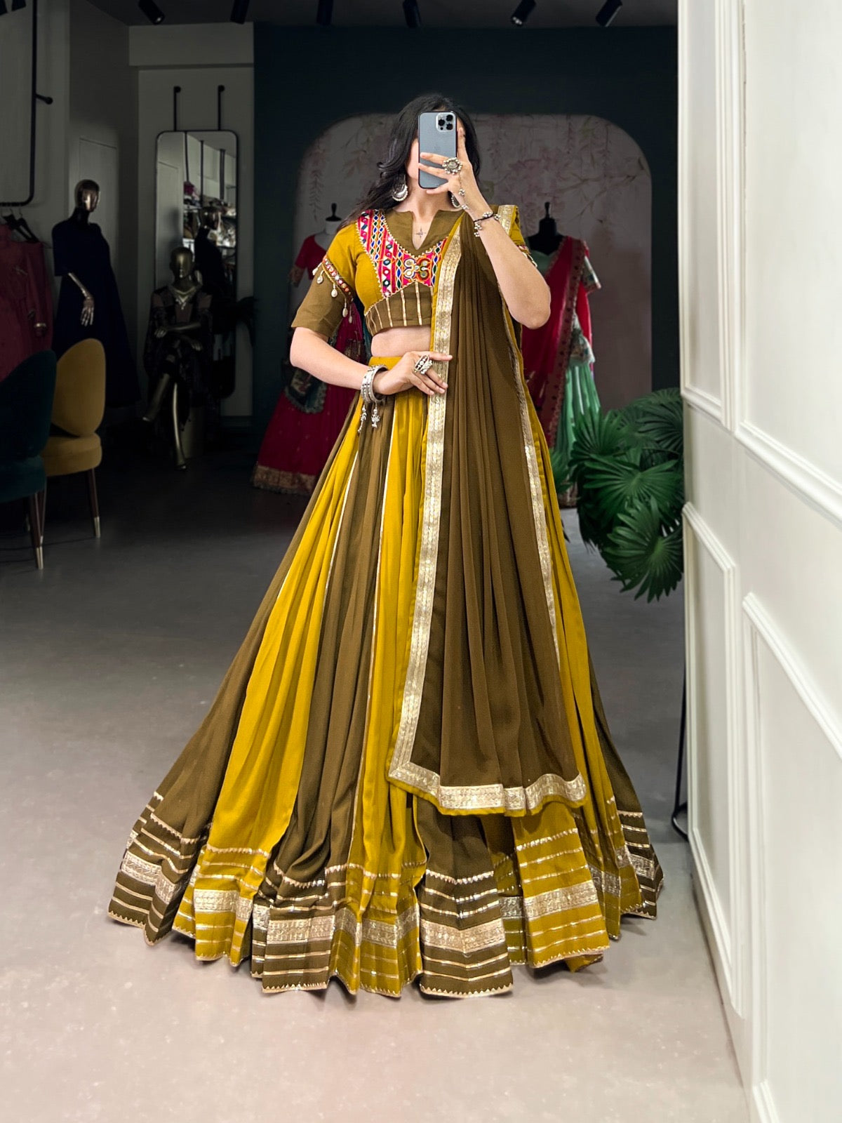 Pure Rayon Sequence Lace Gota Patti work Navratri Garba Special Chaniya Choli (Ready to Wear) - Premium from Ethenika.com - Just INR 4990! Shop now at Ethenika.com