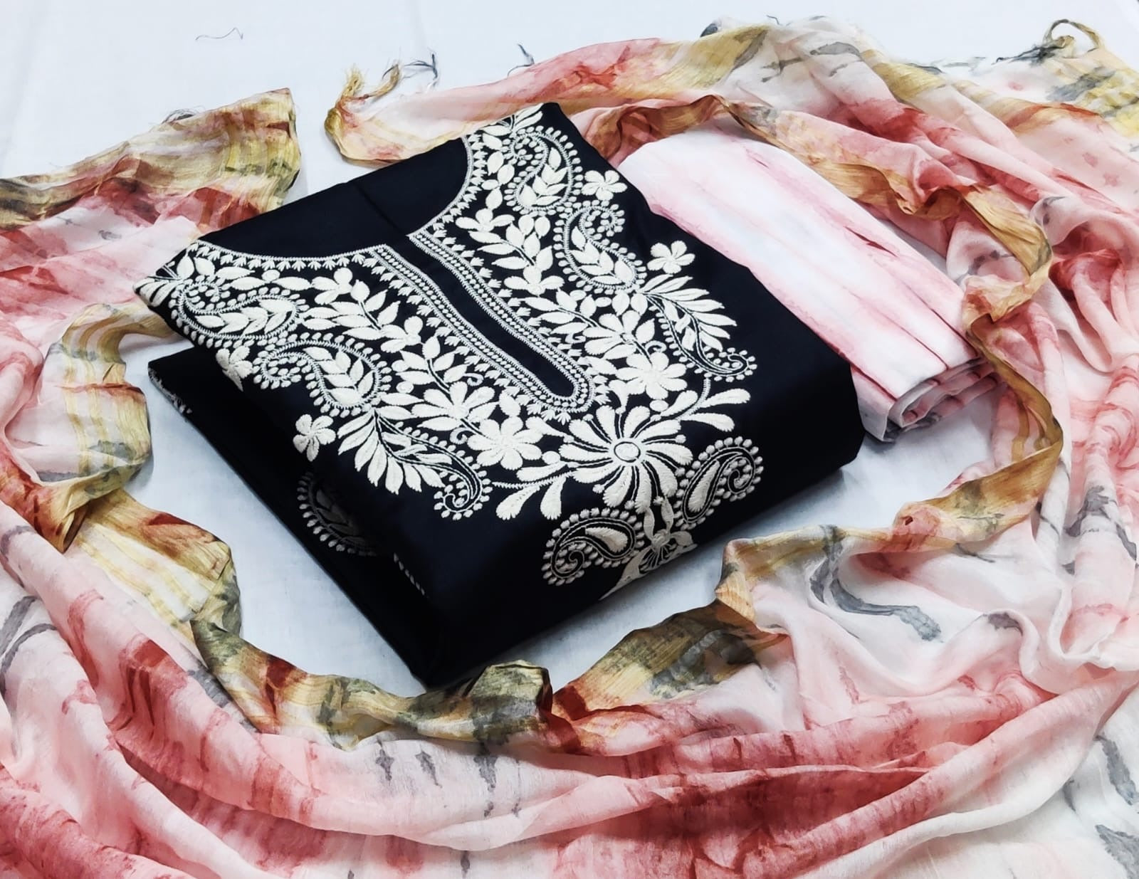 Cotton Thread Lakhnavi work and Contrast Dress Material - Premium  from Ethenika.com - Just INR 1490! Shop now at Ethenika.com