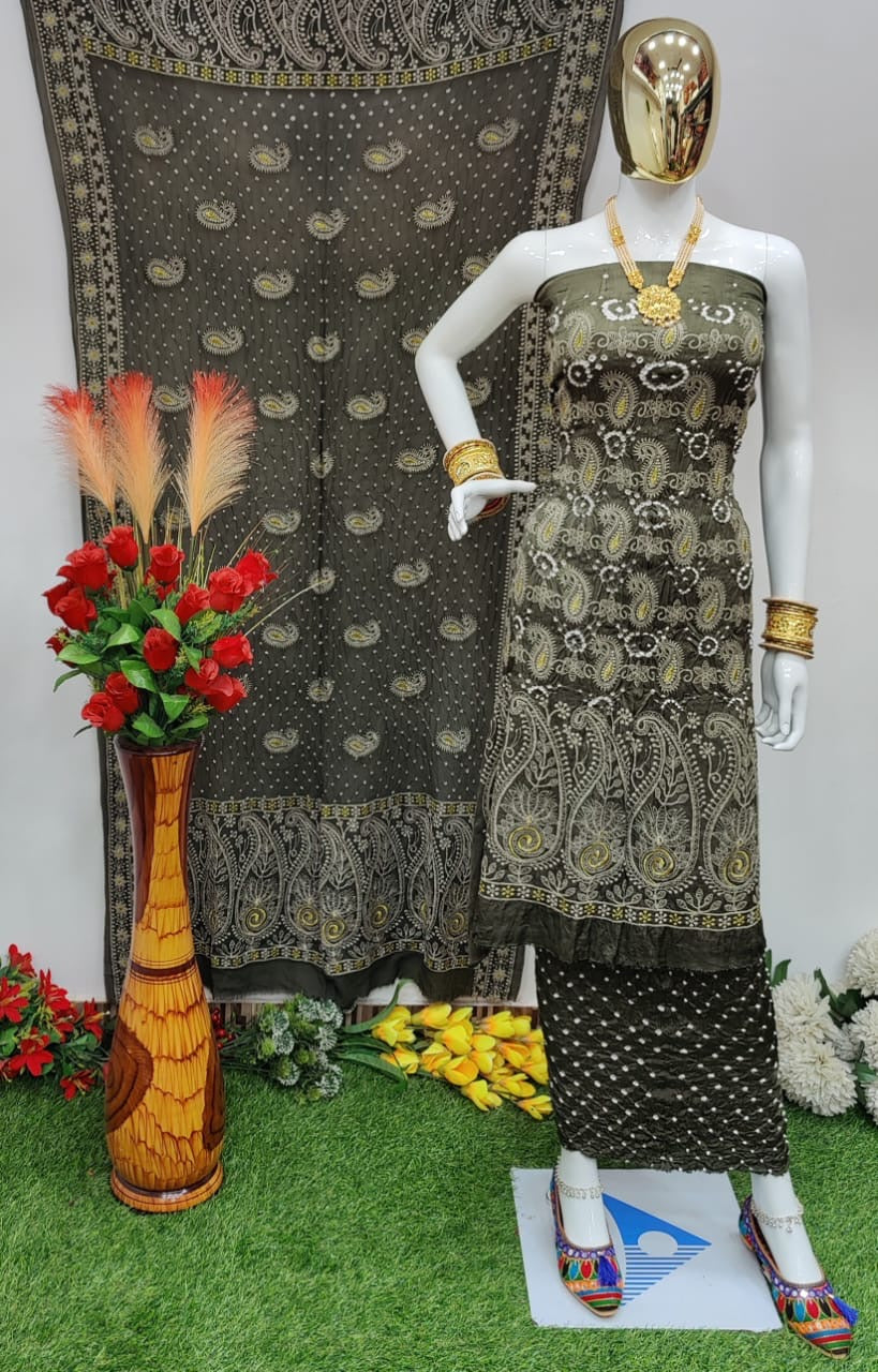 Modal Ghazi Silk Lakhnavi work Bandhani Salwar Material - Premium  from Ethenika.com - Just INR 4990! Shop now at Ethenika.com