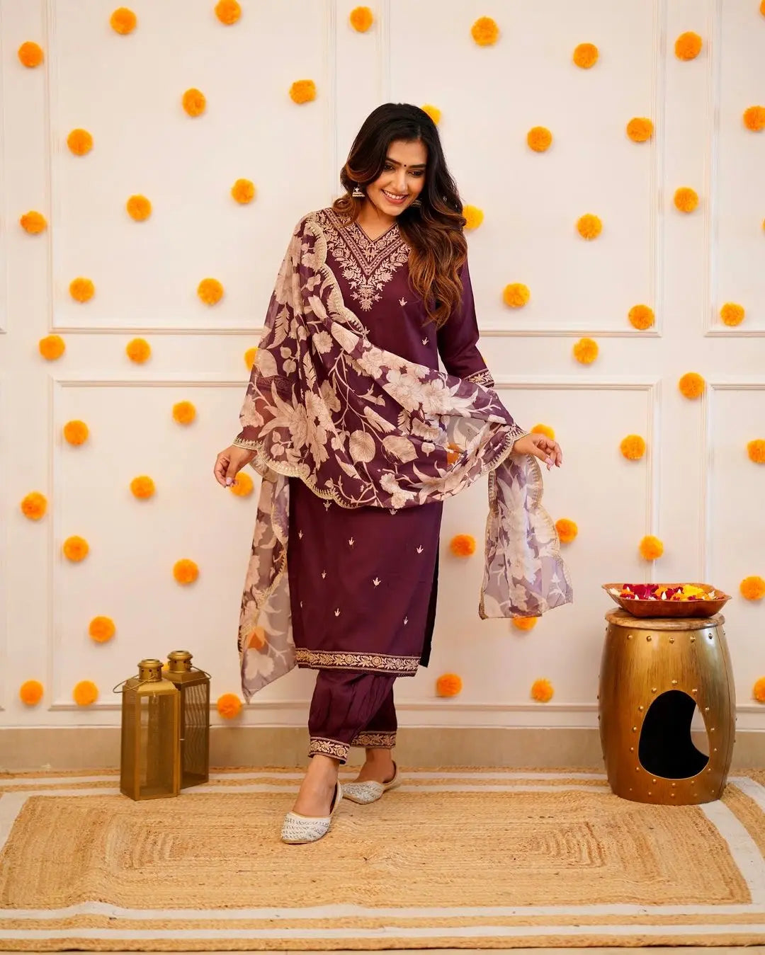 Floral Digital Print Embroidery work Afghani Salwar Suit Set - Premium  from Ethenika.com - Just INR 2190! Shop now at Ethenika.com