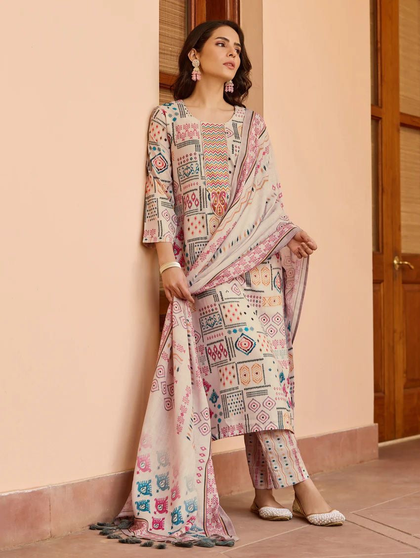 Cotton Summer Special Digital Printed Kurti Pant Dupatta Set - Premium from Ethenika.com - Just INR 1890! Shop now at Ethenika.com