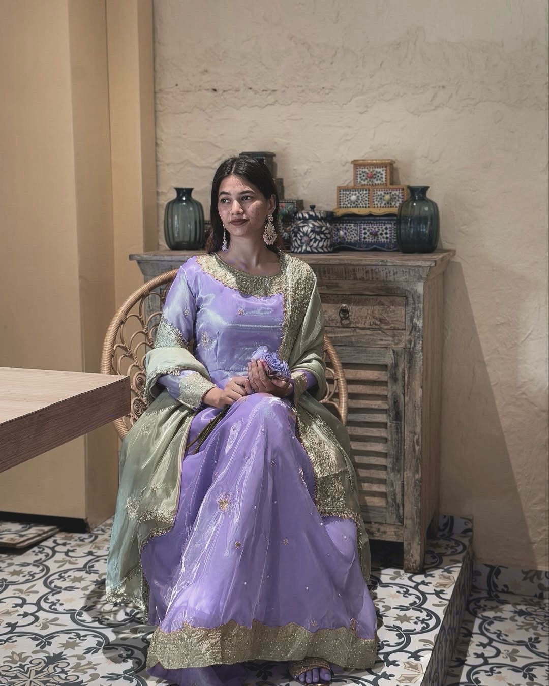 Ethenika Special Sequence Embroidery Moti work Flair Kurti Pant Dupatta Set (Stitched) - Premium from Ethenika.com - Just INR 2990! Shop now at Ethenika.com