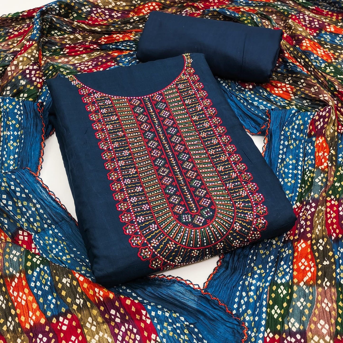 Rayon Cotton Neck work Dress Material (Unstitched) - Premium from Ethenika.com - Just INR 1590! Shop now at Ethenika.com