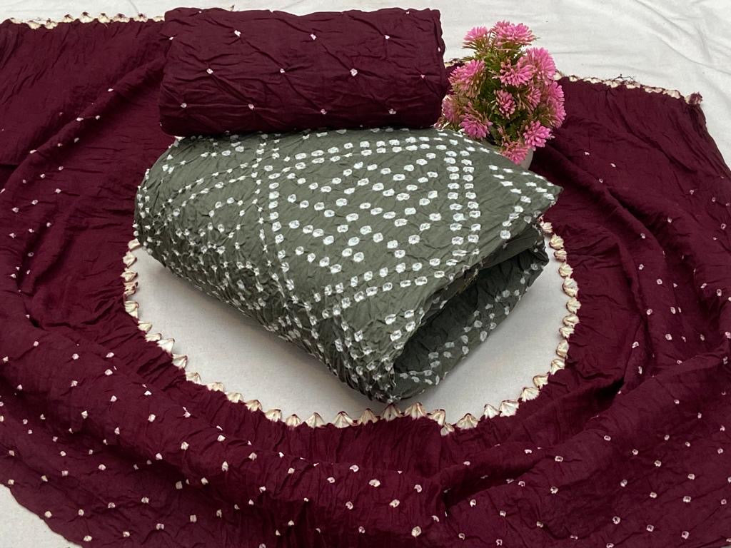 Soft Cotton Dual Contrast Kutch Bandhani Dress Material ( Unstitched) - Premium from Ethenika.com - Just INR 1690! Shop now at Ethenika.com