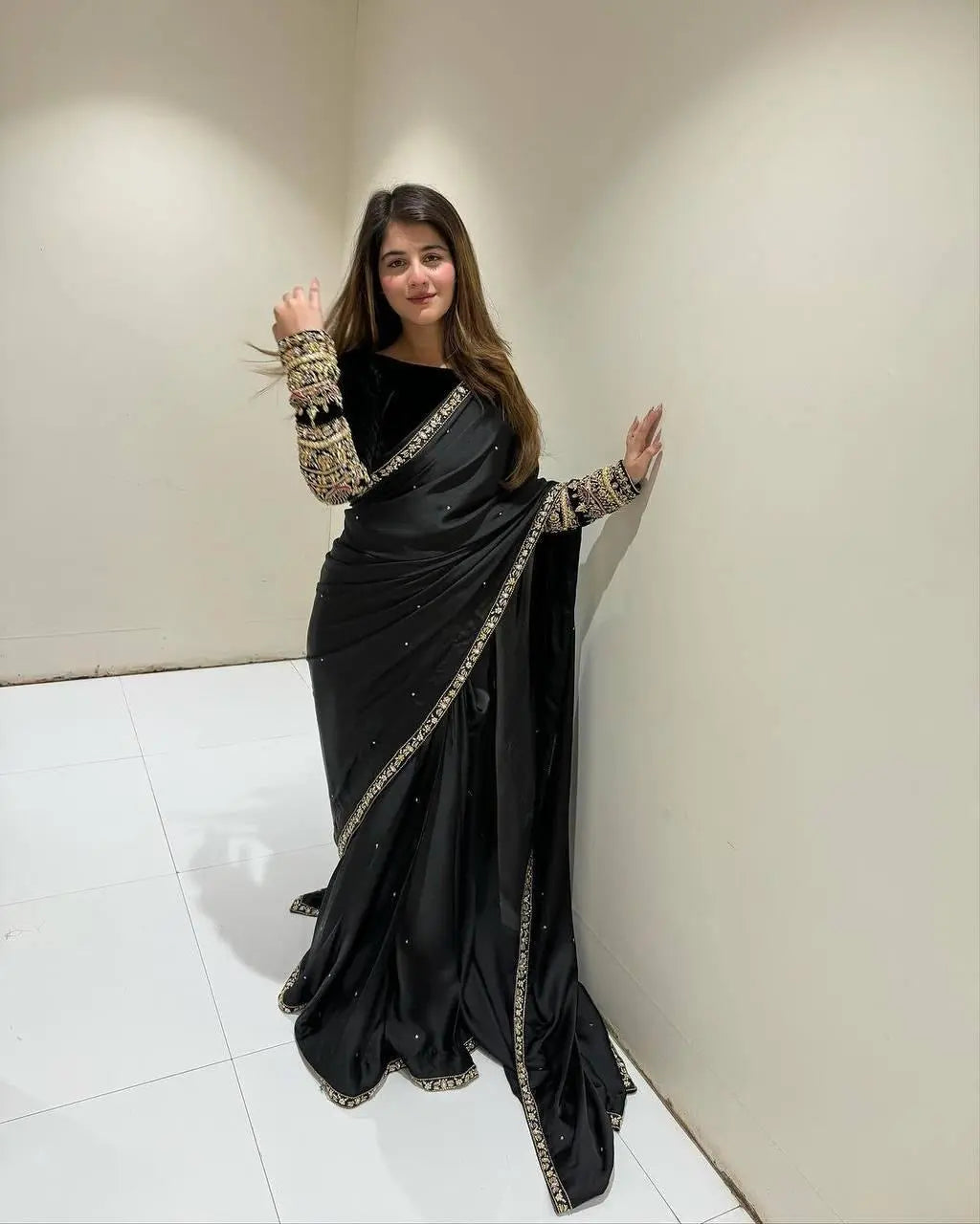 Ethenika  Party Wear Velvet Saree - Premium  from Ethenika.com  - Just INR 2990! Shop now at Ethenika.com