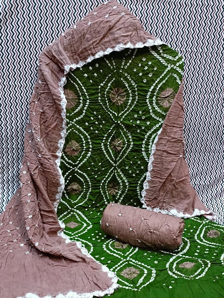 Cotton Contrast Leheriya Bnadhej work Bandhani Dress Material - Premium  from Ethenika.com - Just INR 1490! Shop now at Ethenika.com