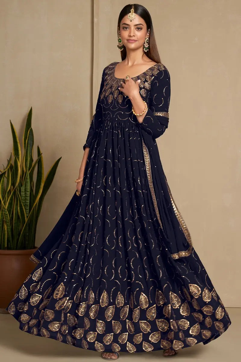 Faux Georgette Sequence Zari Embroidery Work Flair Kurti Dupatta set - Premium from Ethenika.com - Just INR 4990! Shop now at Ethenika.com