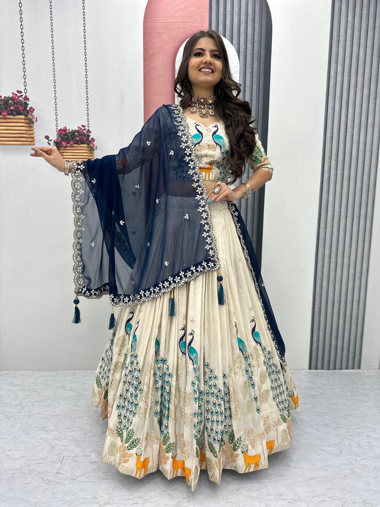 Pure Tissue Silk Thread Sequence work Lehenga Choli - Premium from Ethenika.com - Just INR 4990! Shop now at Ethenika.com