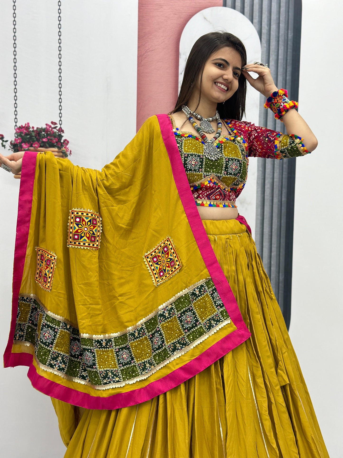 Pure Cotton Foil Print Lace work Navratri Special Chaniya Choli - Premium from Ethenika.com - Just INR 4990! Shop now at Ethenika.com