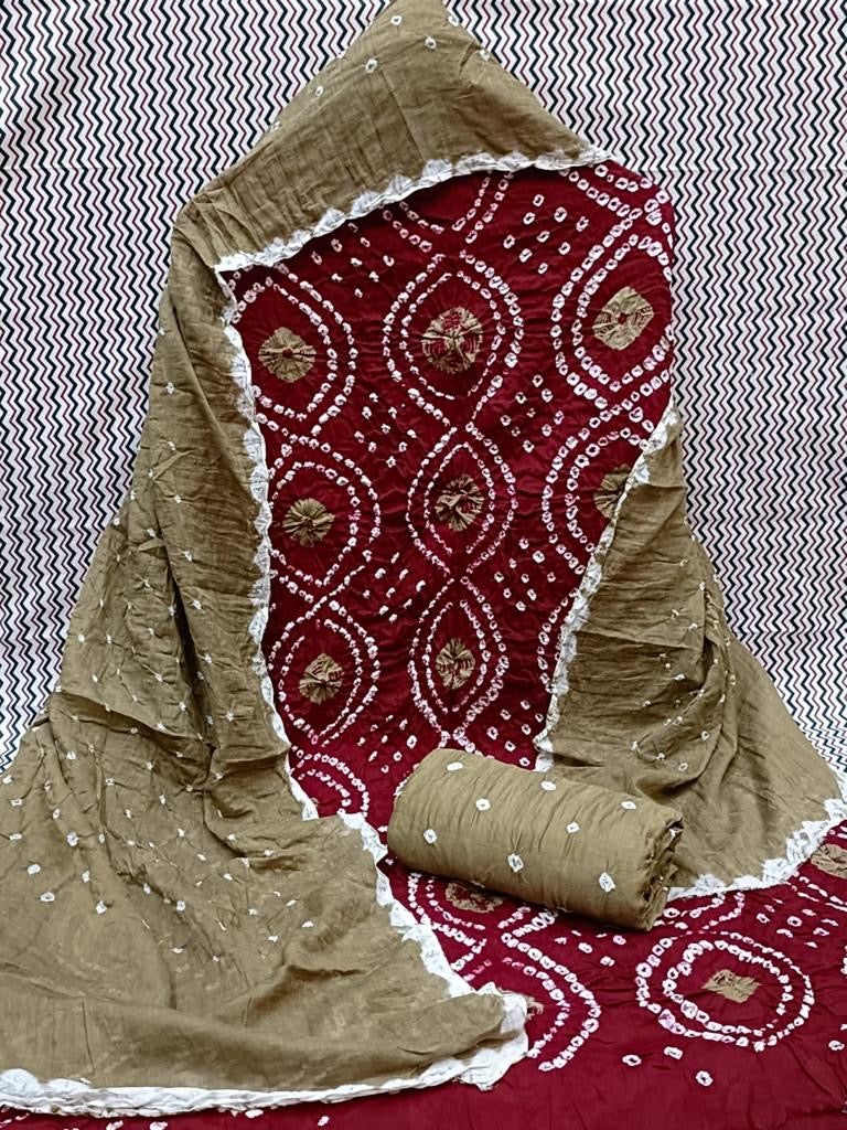 Cotton Contrast Leheriya Bnadhej work Bandhani Dress Material - Premium  from Ethenika.com - Just INR 1490! Shop now at Ethenika.com