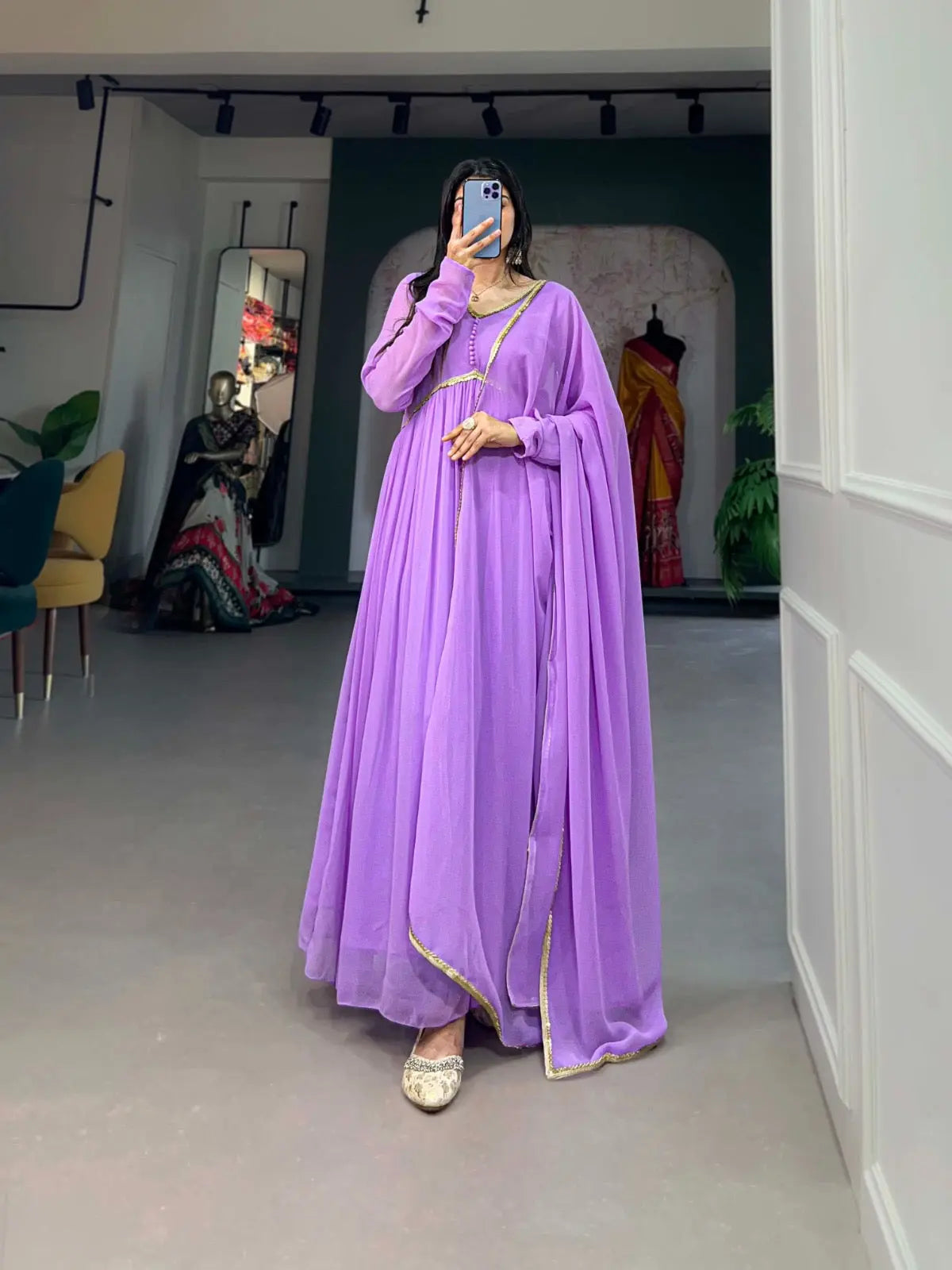 Premium Faux Georgette Gown Dupatta Set - Premium from Ethenika.com - Just INR 2190! Shop now at Ethenika.com