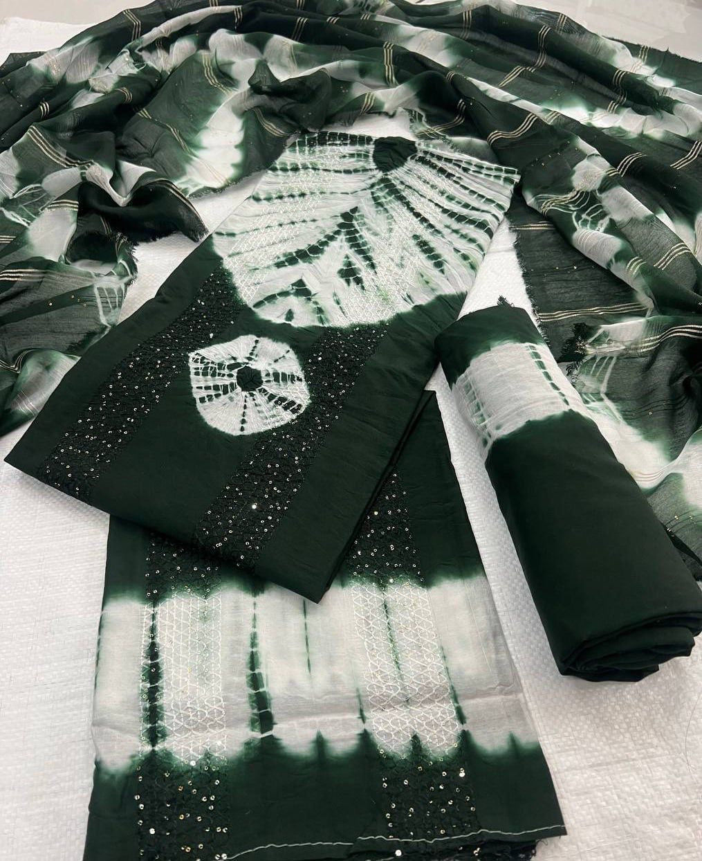 Pure Viscos Cotton Shibori 3 Pc Bandhani Dress Material (Unstitched) - Premium  from Ethenika.com  - Just INR 1490! Shop now at Ethenika.com