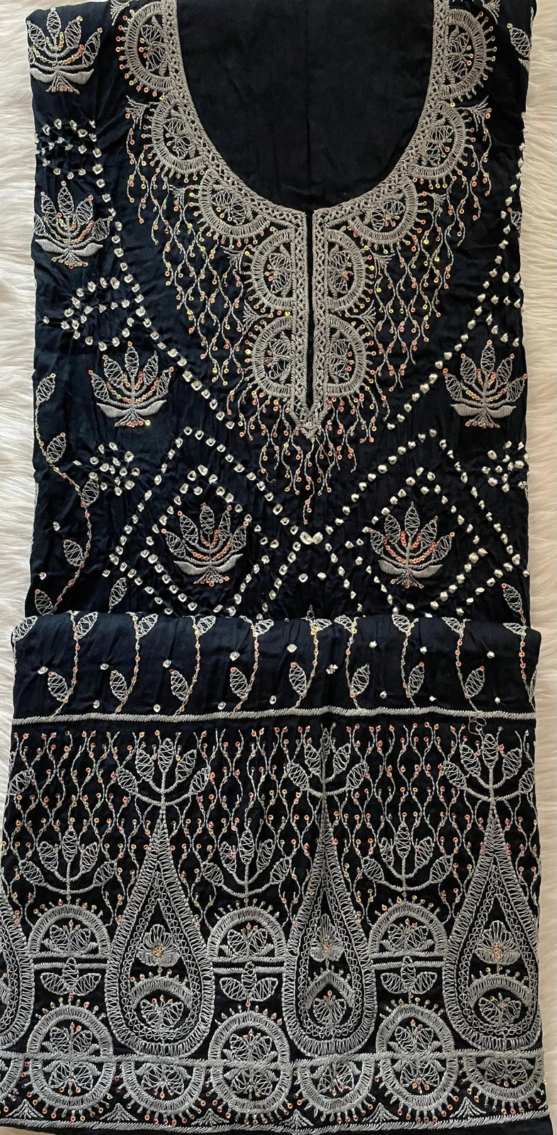 Cotton Hand Barik Thread Work Bandhani Dress Material (Unstitched) Ethenika.com