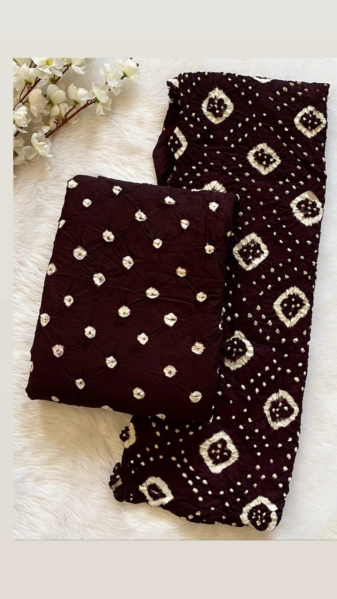 Cotton Satin Self Colour Kutch Bandhani (Unstitched) Ethenika.com