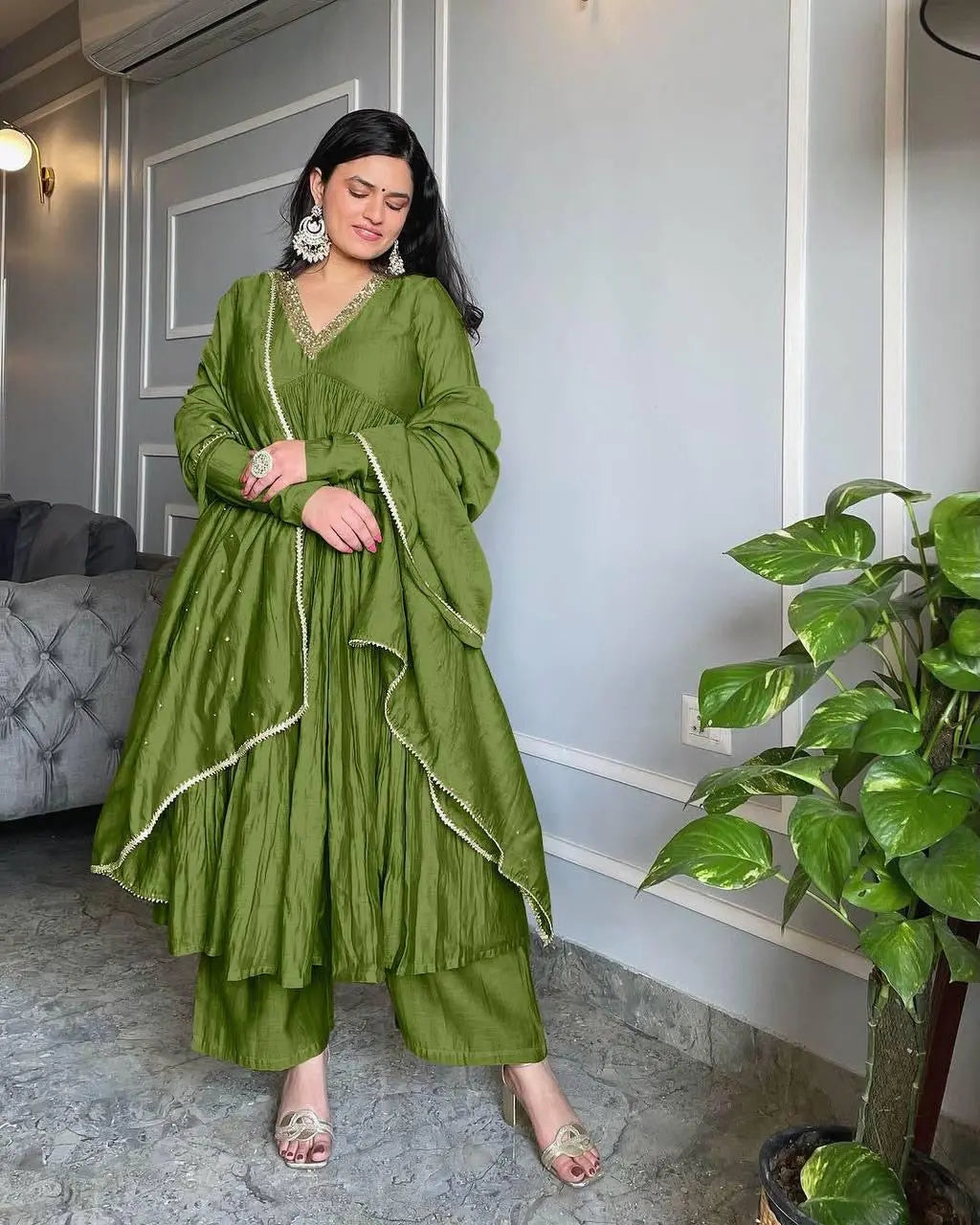 Chinon Silk Alia Cut Ready to Wear Anarkali Gown - Premium from Ethenika.com - Just INR 2590! Shop now at Ethenika.com