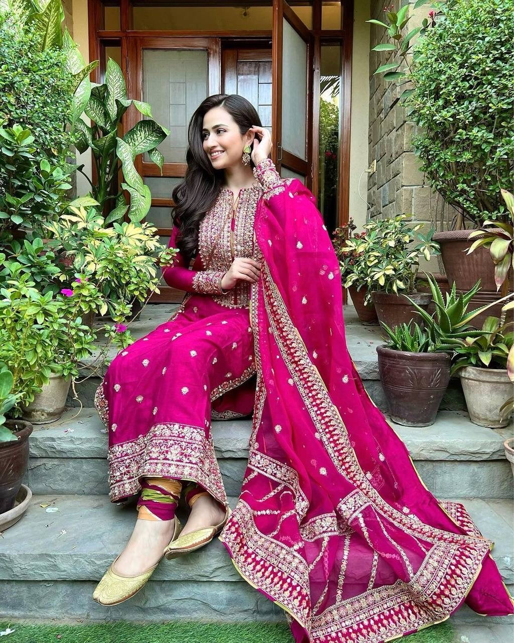 Georgette Embroidery work ready to wear Kurti Pant Dupatta Set - Premium from Ethenika.com - Just INR 2990! Shop now at Ethenika.com