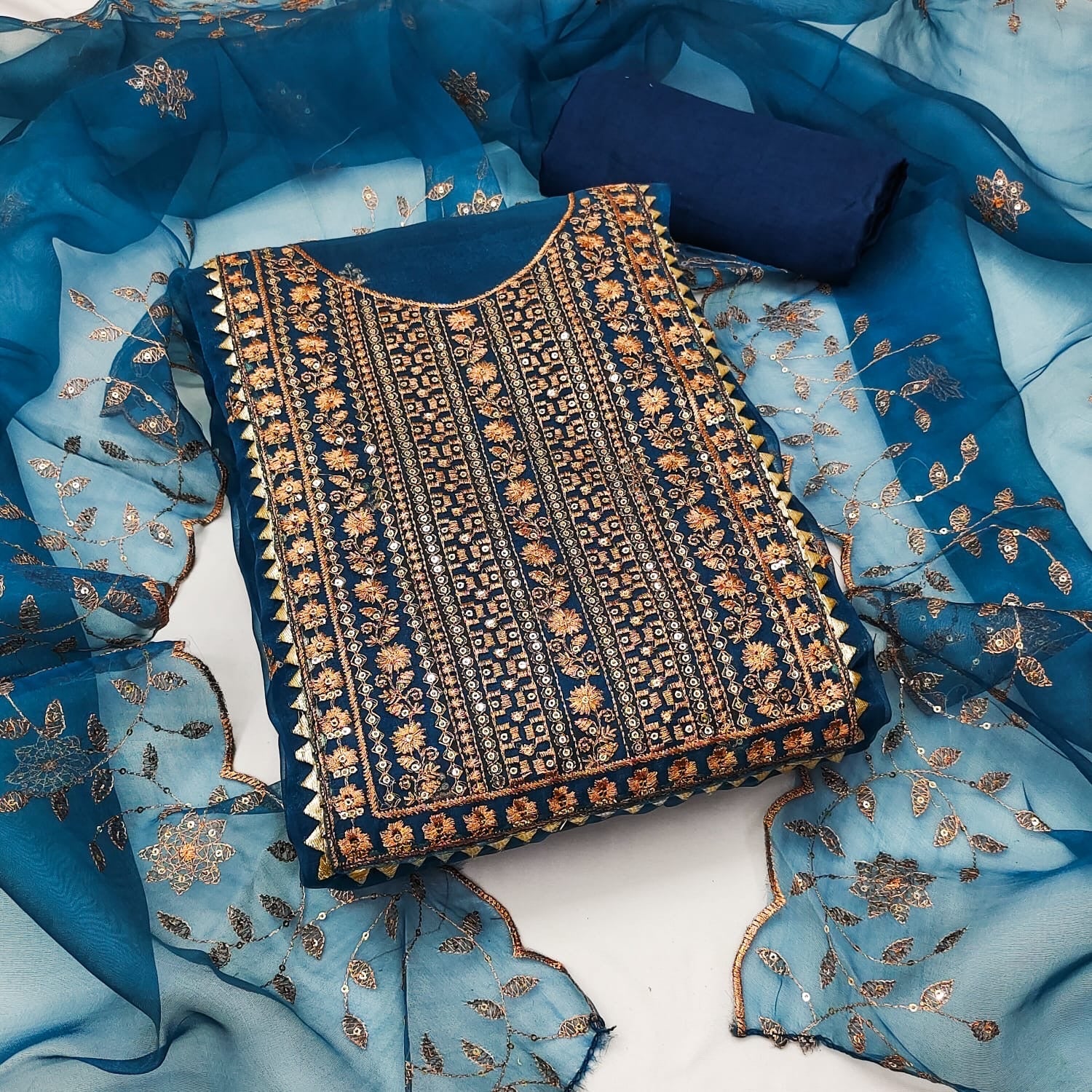 Organza Silk with Multi work Womens Dress Material ( Unstitched) - Premium  from Ethenika.com - Just INR 1590! Shop now at Ethenika.com