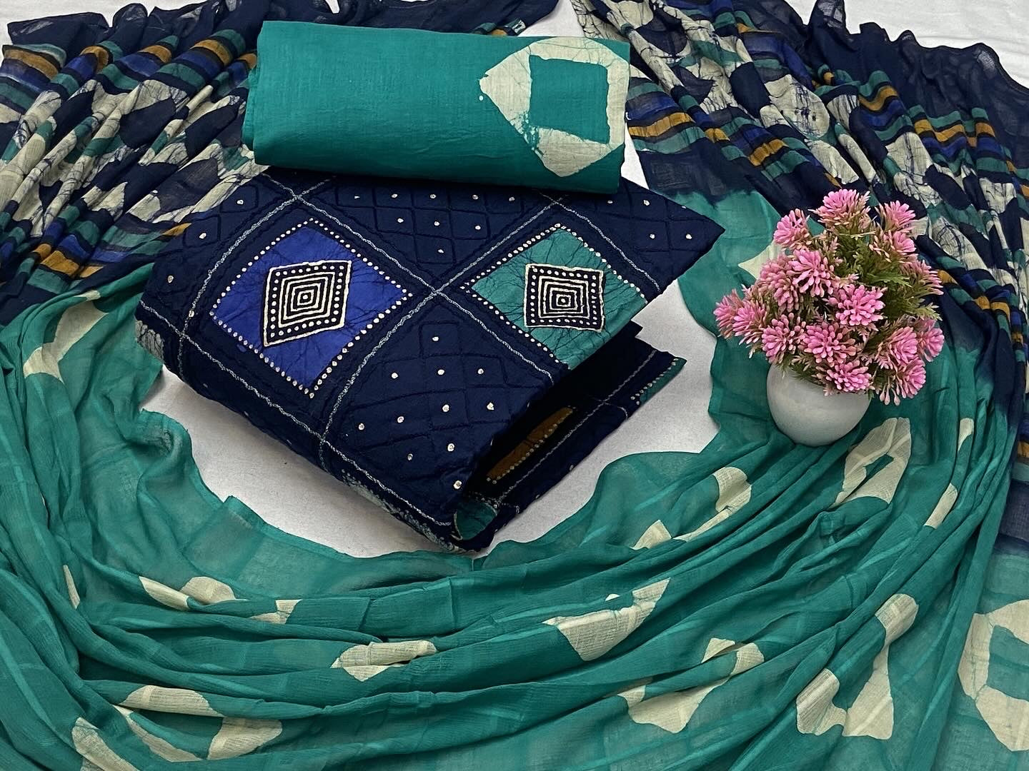Soft Cotton Printed with Mirror work Dress Material ( Unstitched) - Premium from Ethenika.com - Just INR 1590! Shop now at Ethenika.com