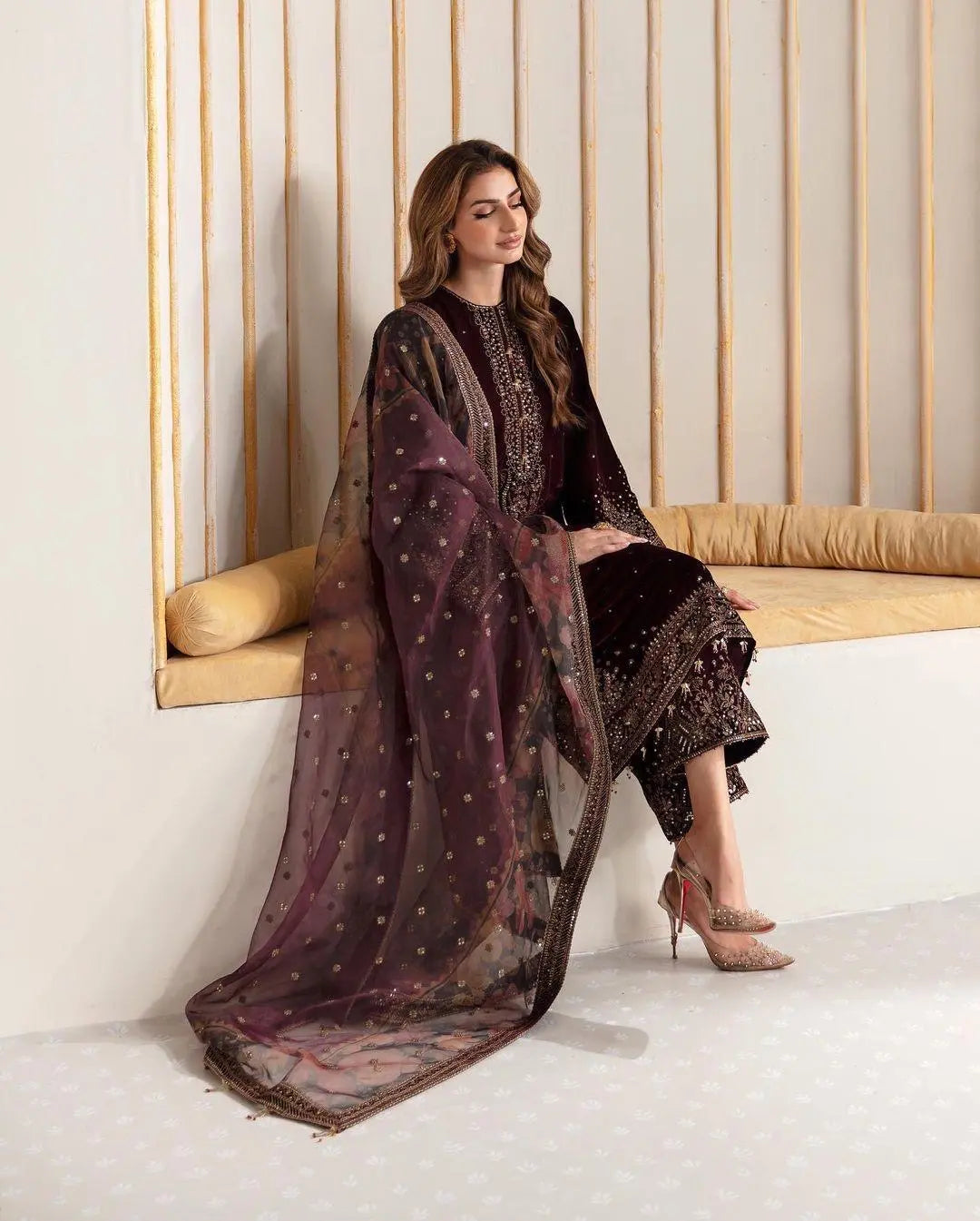 Viscose Sequence work Party Wear Velvet Suit - Premium  from Ethenika.com  - Just INR 3290! Shop now at Ethenika.com