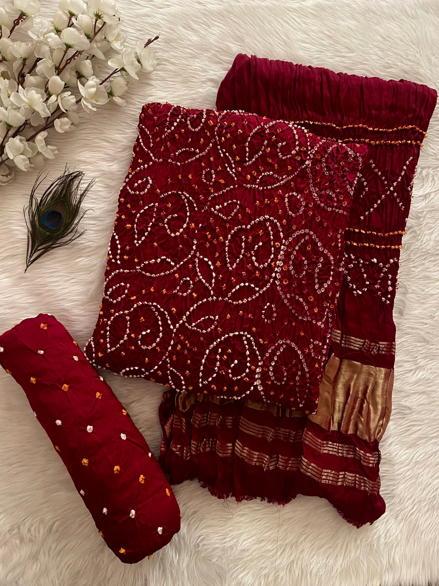 Modal Ghazi Silk Original Hand crafted Silk Bandhani Dress Material (Unstitched) - Premium from Ethenika.com - Just INR 5990! Shop now at Ethenika.com