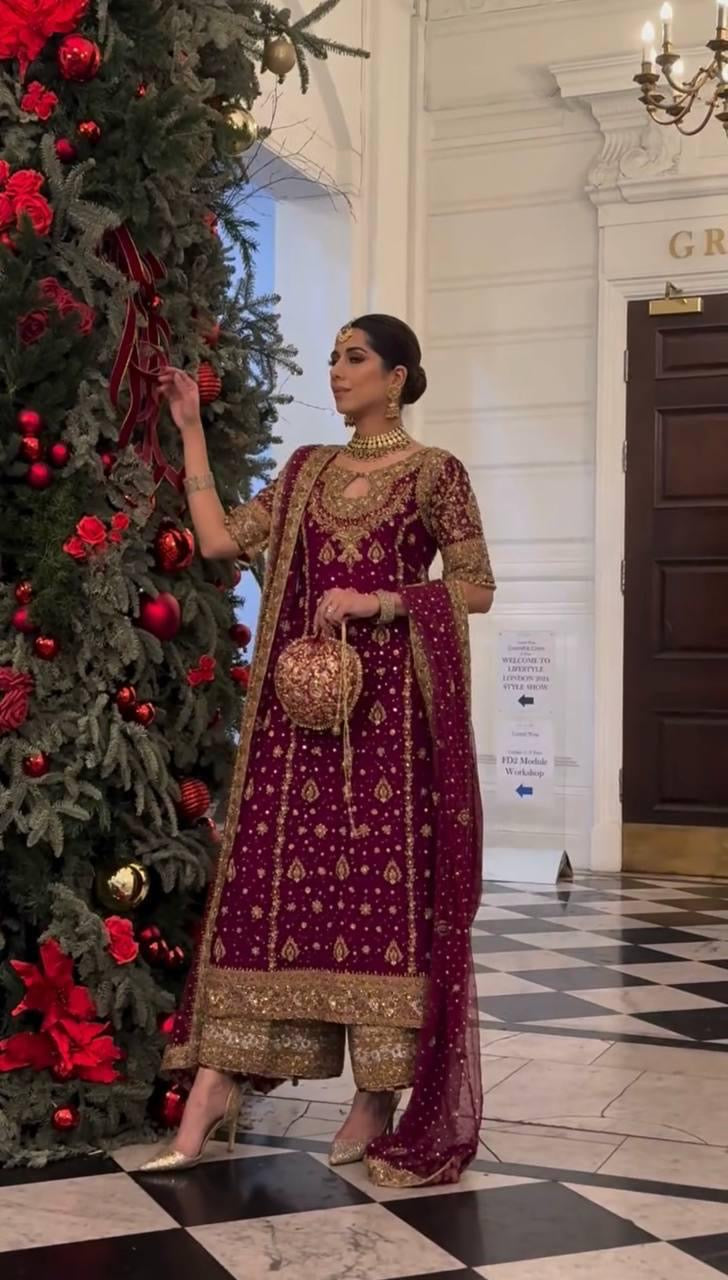 Faux Georgette Sequence Hand Moti and Embroidery work Party Wear Kurti Pant Dupatta Set (Stitched) - Premium from Ethenika.com - Just INR 4590! Shop now at Ethenika.com