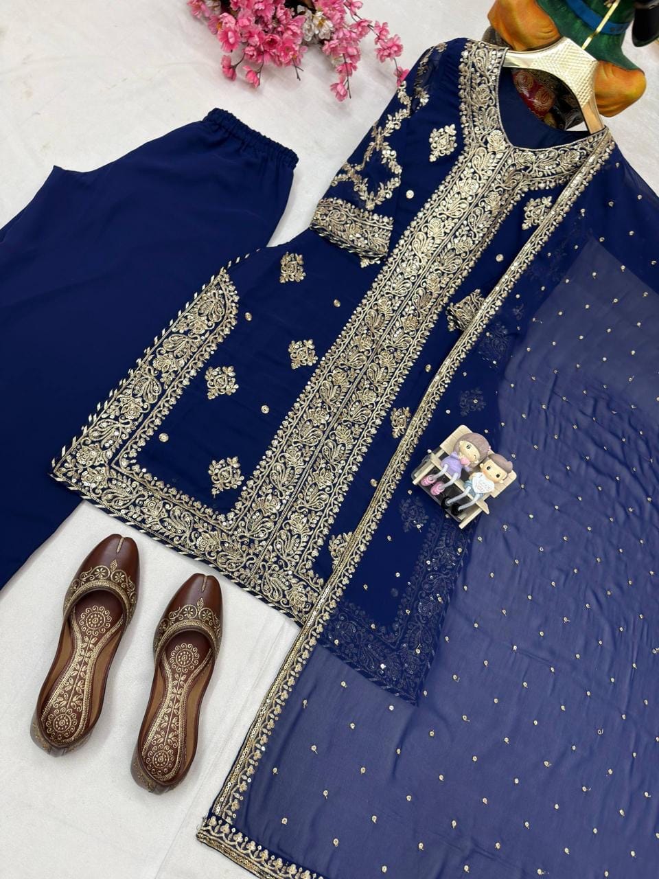 Ethenika Eid Special Womens Designer 3Pc Kurti Pant Dupatta Set
