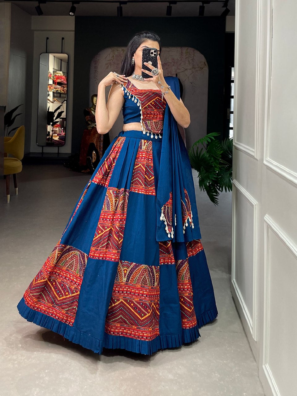 Pure Cotton Garba Navratri Special Lehenga Choli Blouse Set - Premium from Ethenika.com - Just INR 4590! Shop now at Ethenika.com