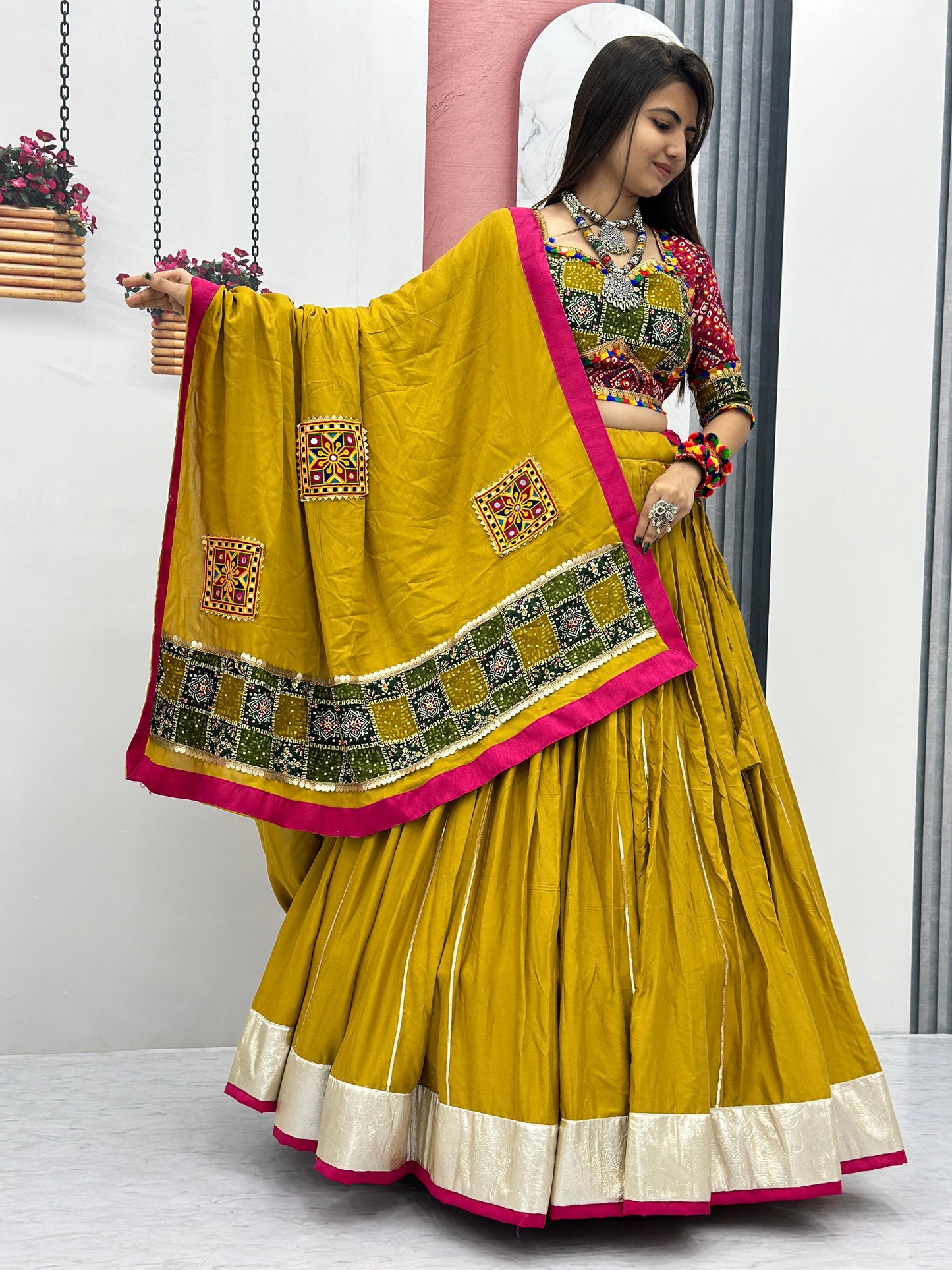 Pure Cotton Foil Print Lace work Navratri Special Chaniya Choli - Premium from Ethenika.com - Just INR 4990! Shop now at Ethenika.com