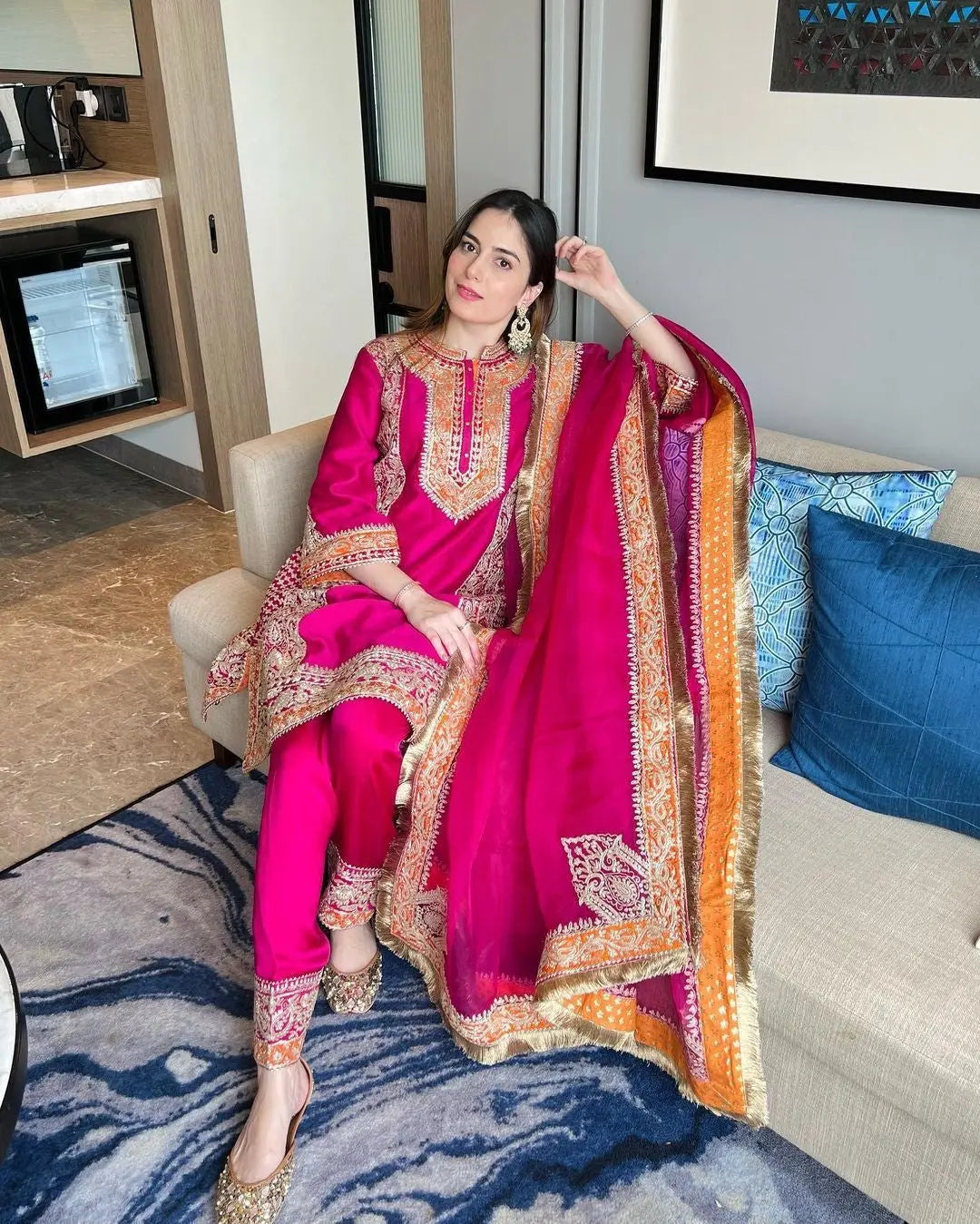 Fancy Lace Heavy Embroidery work Kurti Pant Dupatta Set - Premium from Ethenika.com - Just INR 2490! Shop now at Ethenika.com