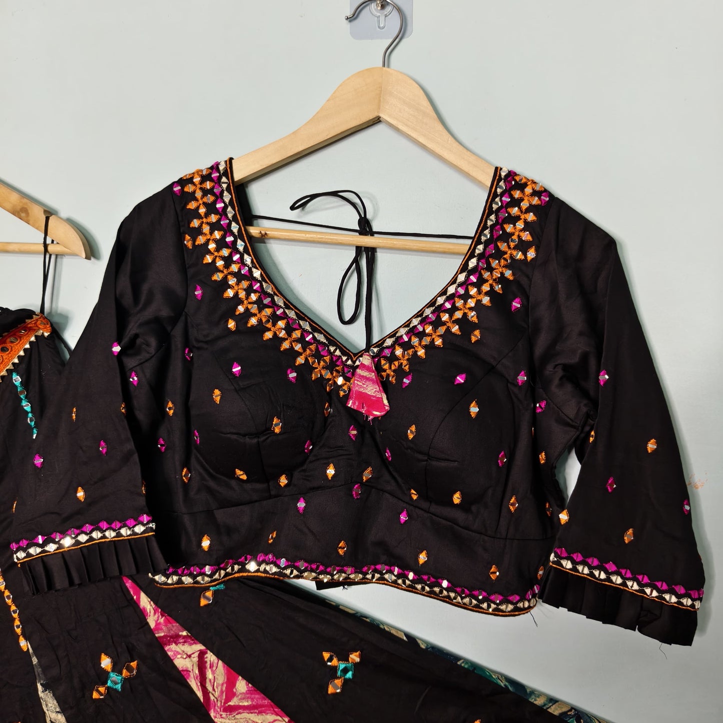 Pure Jaam Cotton Real Mirror Embroidery work Navratri Special Chaniya Choli (Ready to Wear)