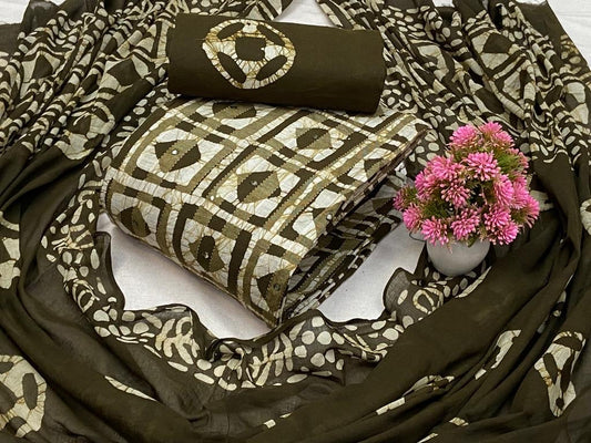 Cotton Mirror work Hand Blocked Batik Material (Unstitched) - Premium  from Ethenika.com - Just INR 1490! Shop now at Ethenika.com