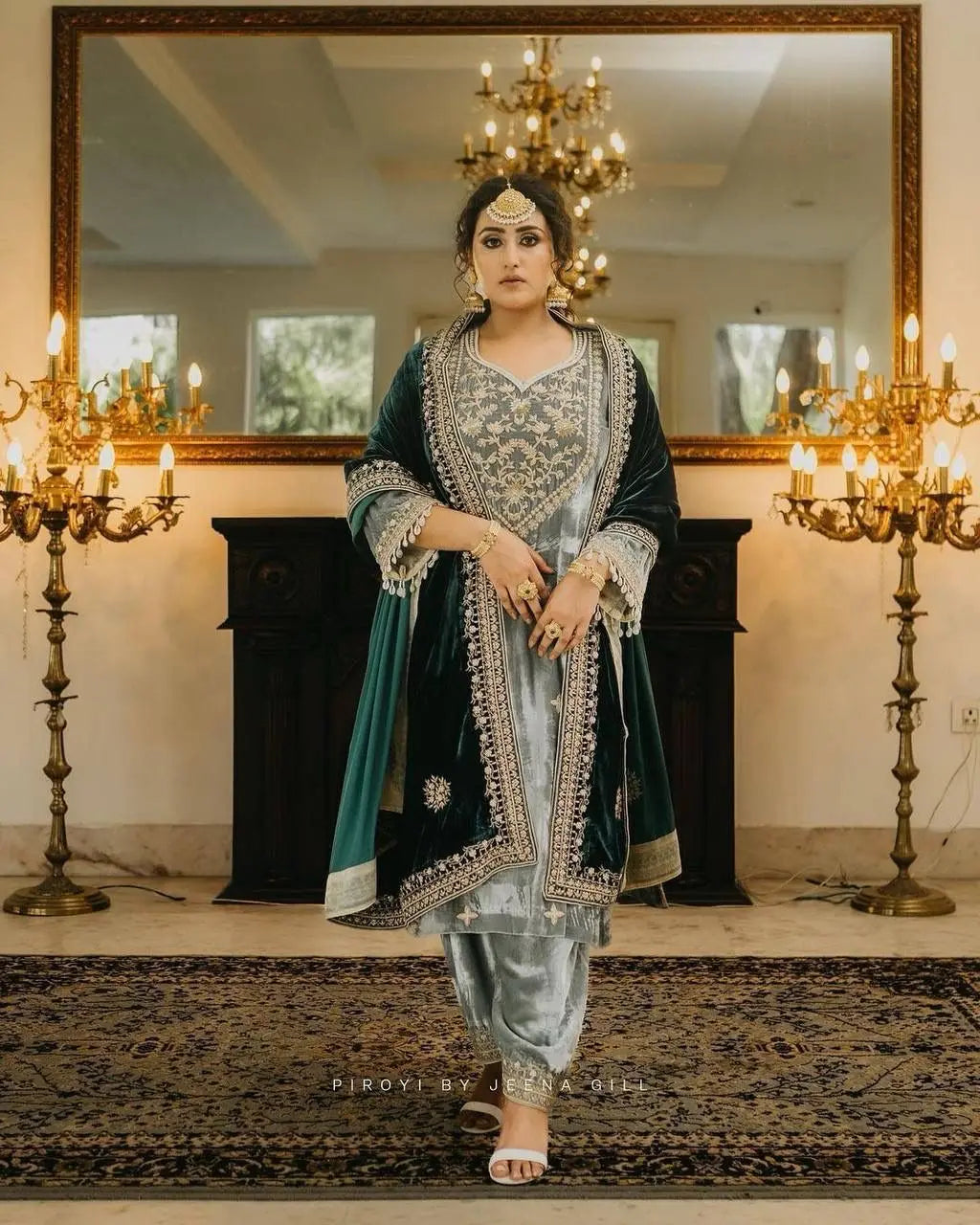 Thread Embroidery work Winter Velvet Suit (Stitched) - Premium from Ethenika.com - Just INR 2590! Shop now at Ethenika.com