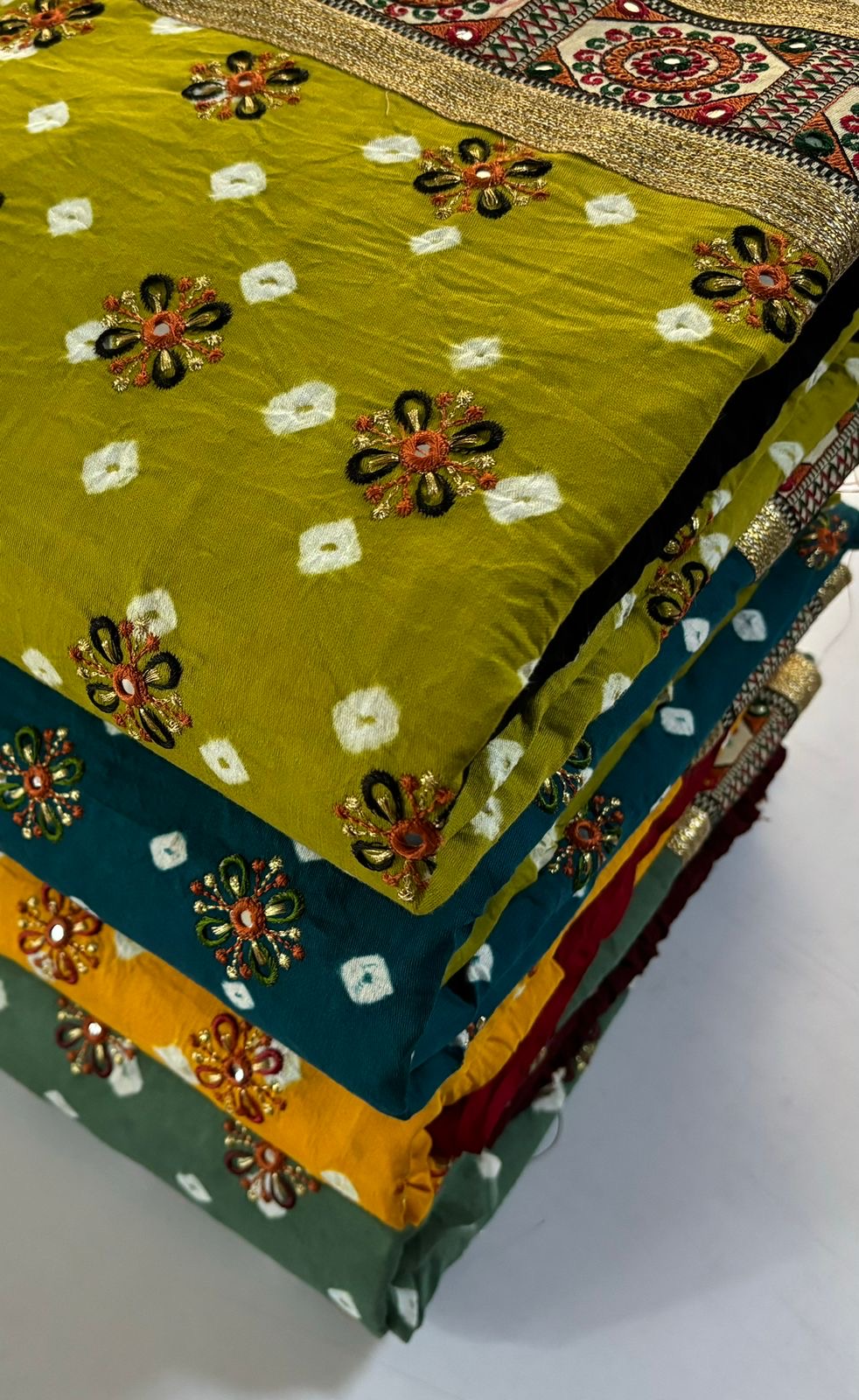 Cotton Satin Fancy Embroidery Mirror work Bandhani Dress Material - Premium from Ethenika.com - Just INR 1890! Shop now at Ethenika.com