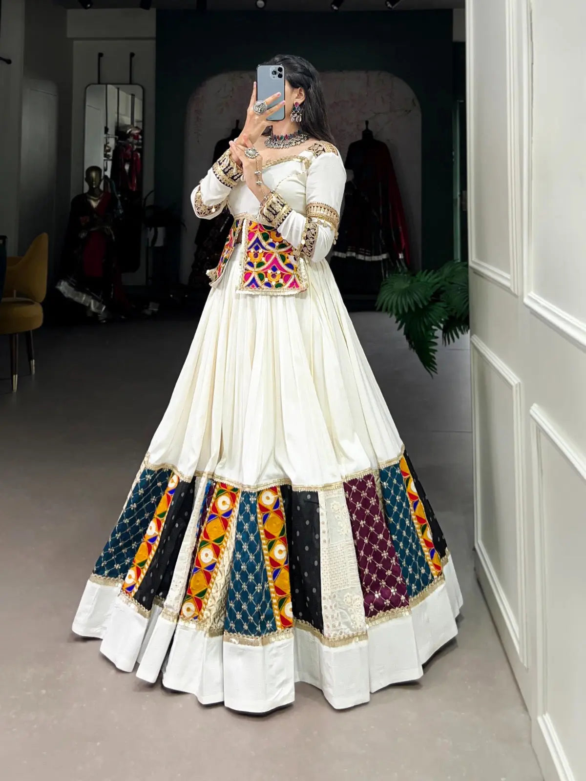 Rayon gamthi work White Concept Navratri Special Chaniya Choli - Premium from Ethenika.com - Just INR 5590! Shop now at Ethenika.com