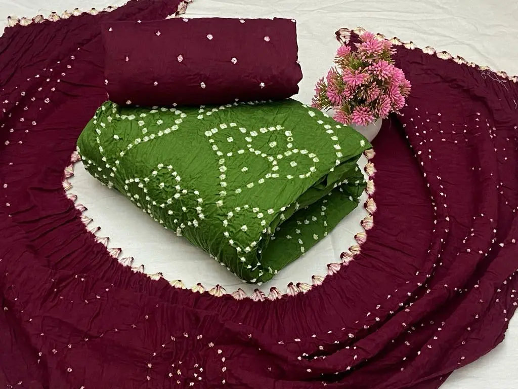 Soft Cotton Hand Crafted Kutch Bandhani Dress Material (Unstitched) - Premium from Ethenika.com - Just INR 1590! Shop now at Ethenika.com