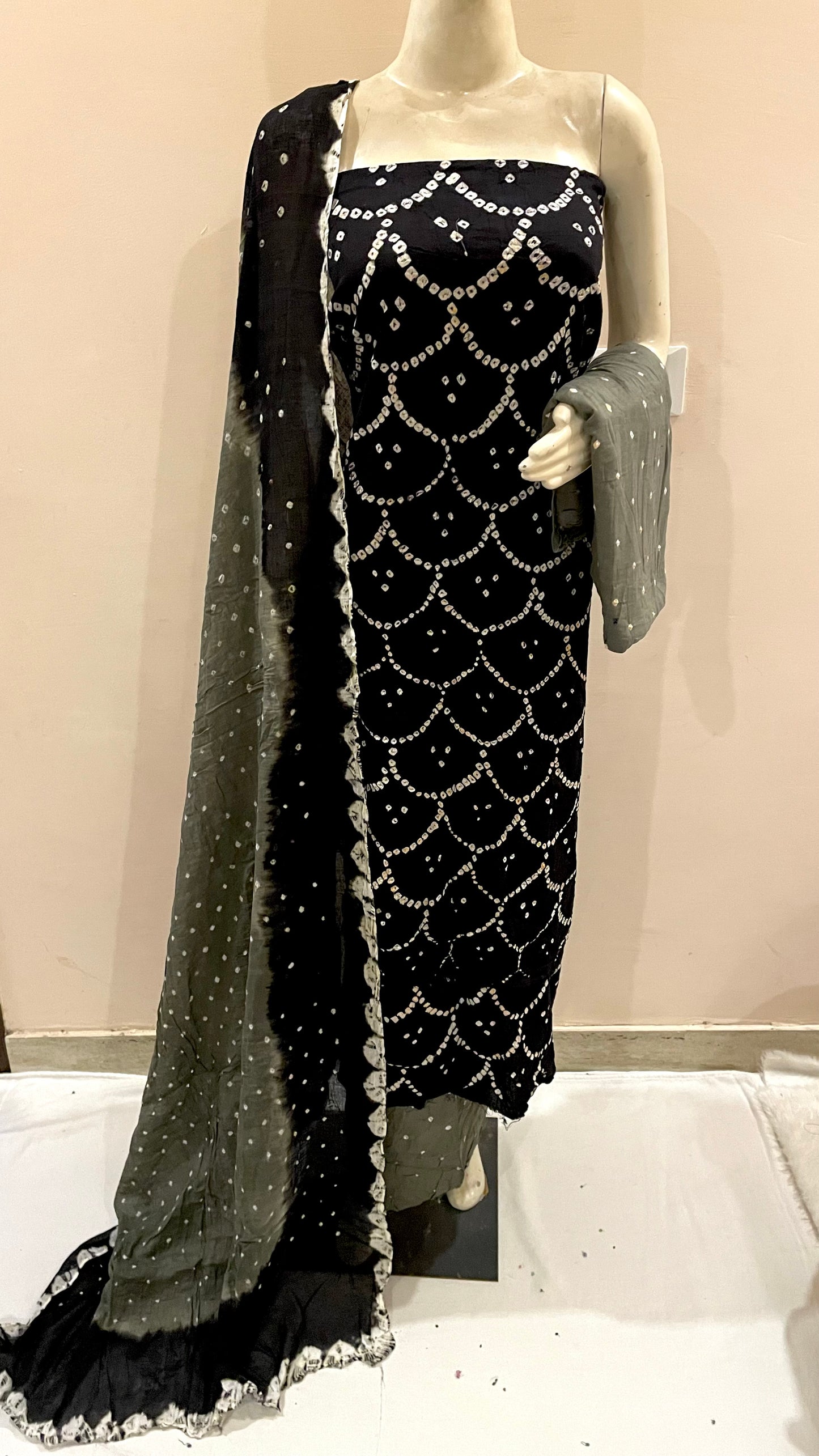 Cotton Satin Kutch Bandhani Dress Material - Premium from Ethenika.com - Just INR 1690! Shop now at Ethenika.com
