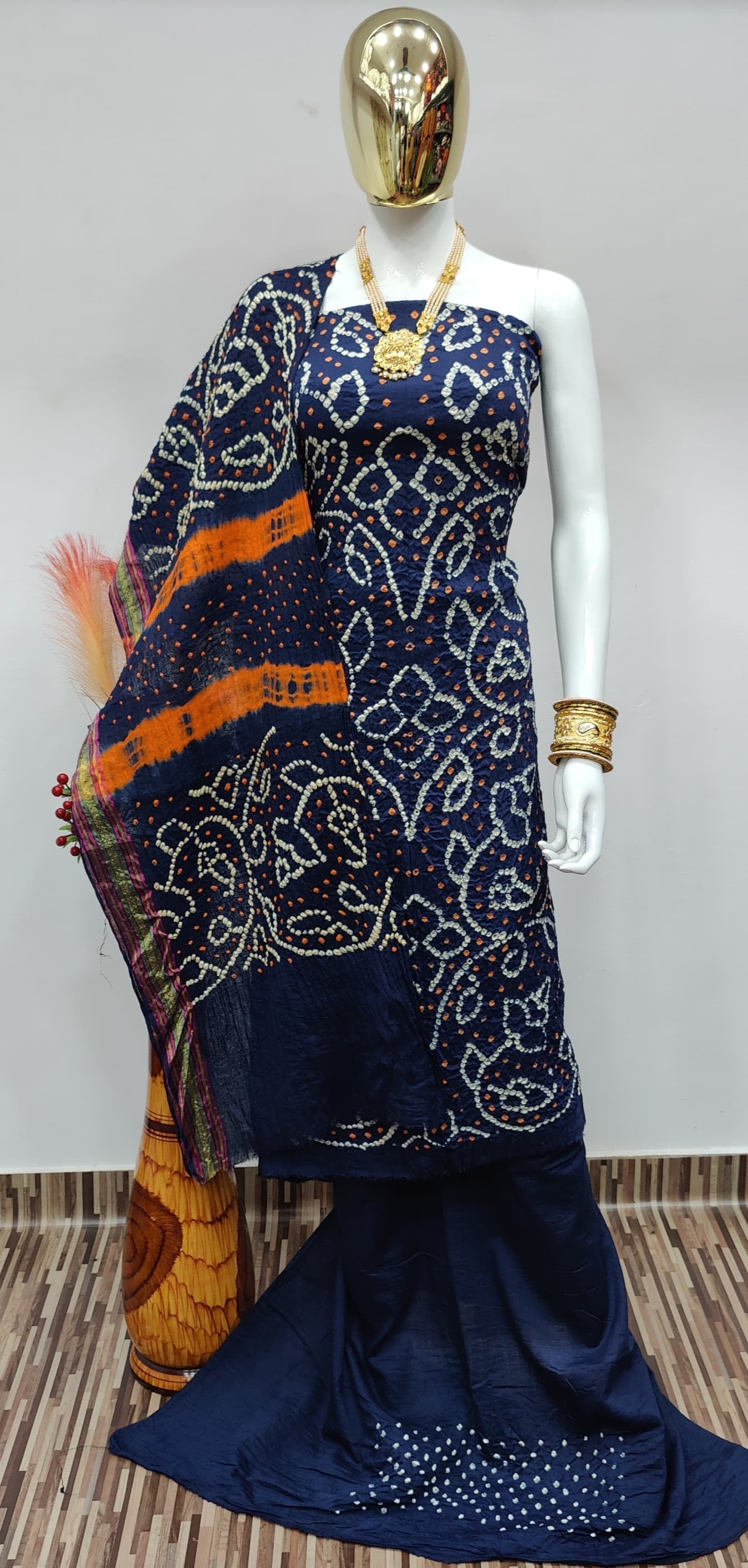 Cotton Satin Barik Bandhej Work Bandhani Dress Material - Premium  from Ethenika.com - Just INR 2190! Shop now at Ethenika.com