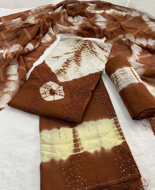 Pure Viscos Cotton Shibori 3 Pc Bandhani Dress Material (Unstitched) - Premium  from Ethenika.com  - Just INR 1490! Shop now at Ethenika.com