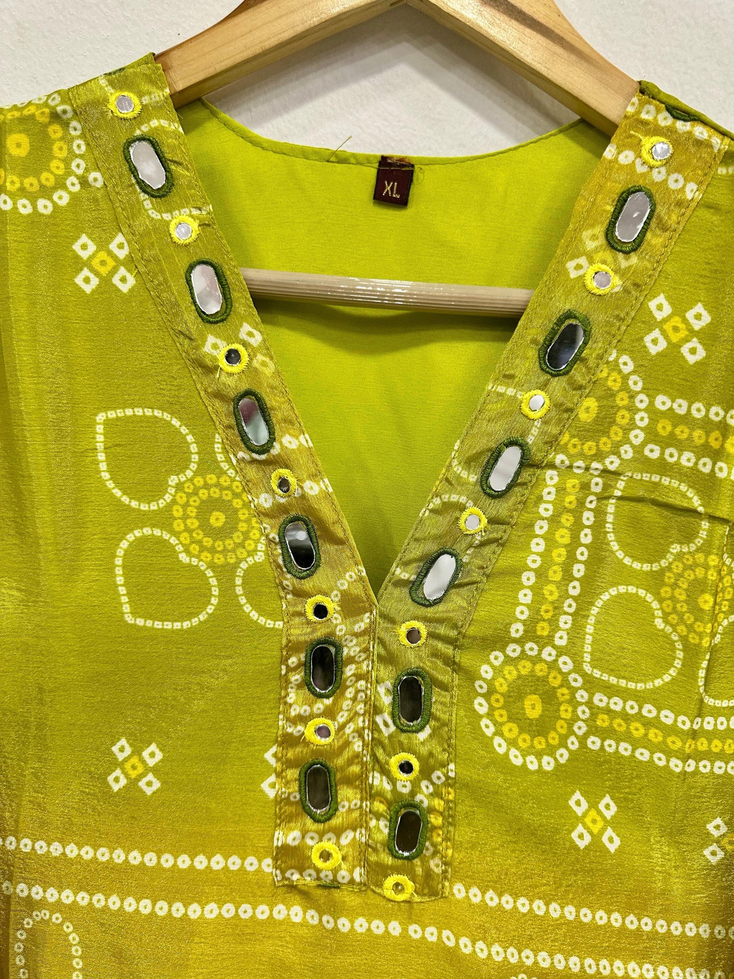Chinon Silk Neck Mirror Work Bandhani Print Summer Special Ready to Wear Cord Set - Premium from Ethenika.com - Just INR 2190! Shop now at Ethenika.com