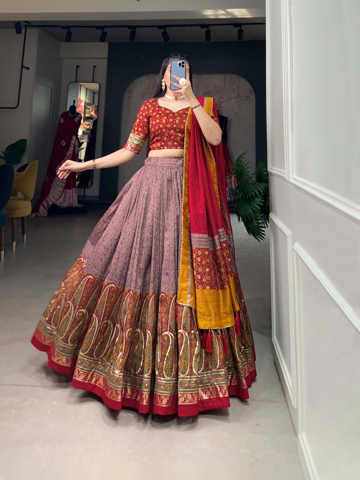 Tussar Silk Kashmiri Print Chaniya Choli - Premium from Ethenika.com - Just INR 4990! Shop now at Ethenika.com