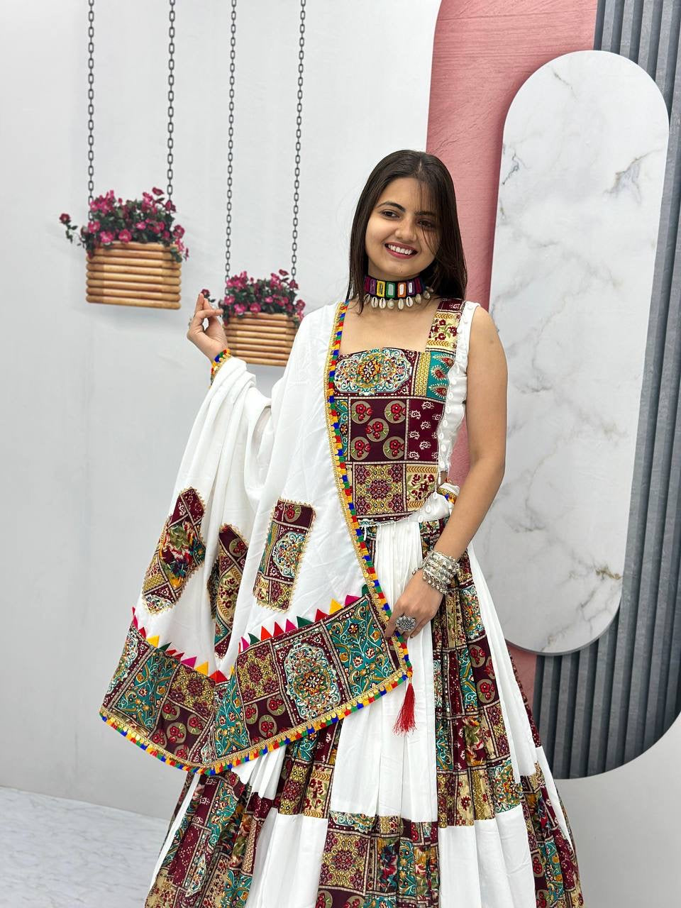 Pure Cotton White Concept Navratri Special Chaniya Choli - Premium from Ethenika.com - Just INR 4990! Shop now at Ethenika.com