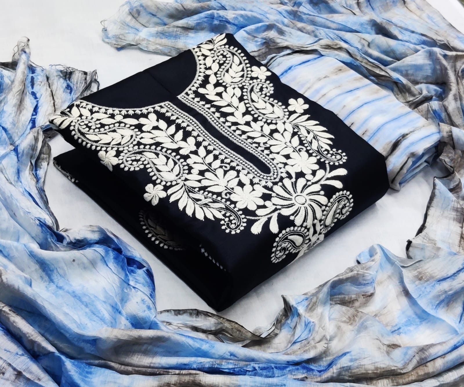 Cotton Thread Lakhnavi work and Contrast Dress Material - Premium  from Ethenika.com - Just INR 1490! Shop now at Ethenika.com
