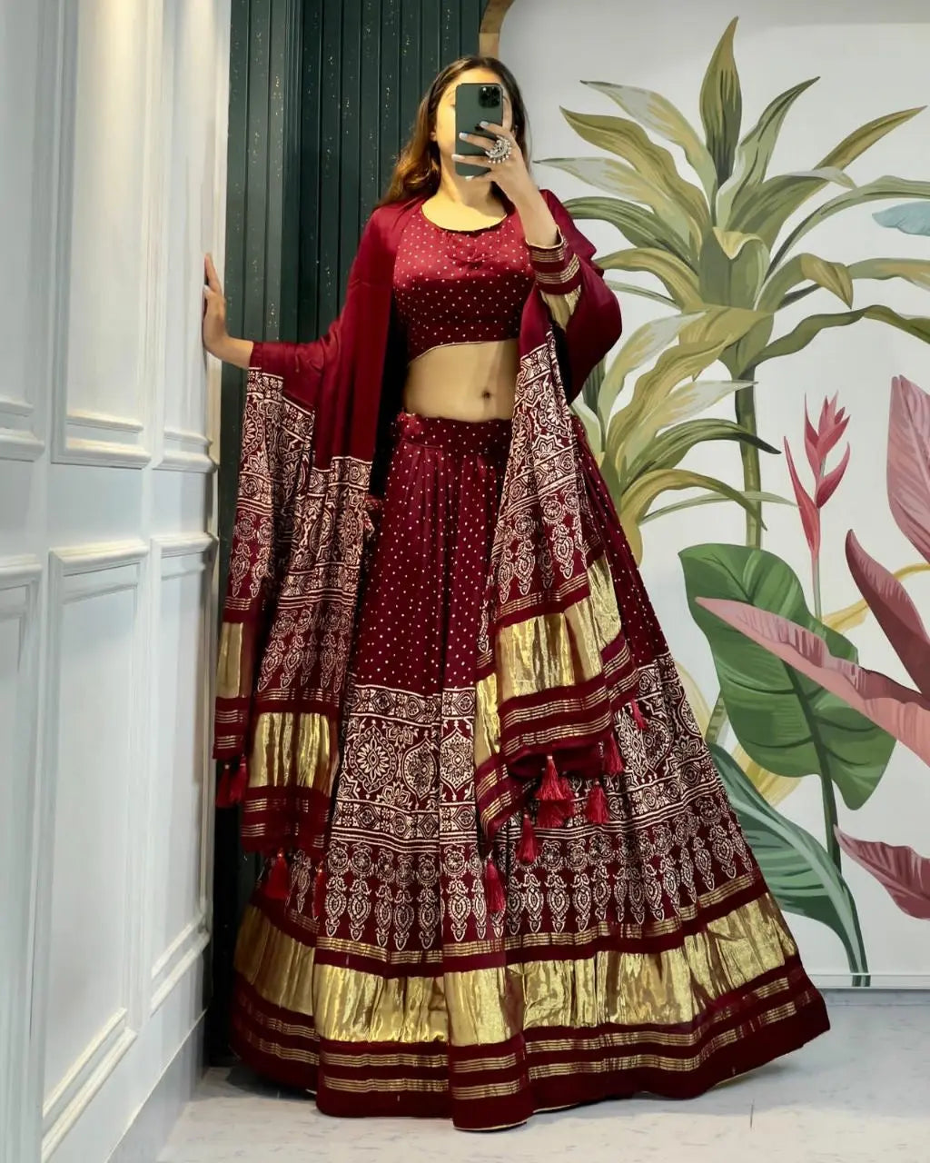 Modal Authentic Hand Blocked Ajrakh work Navratri Special Chaniya Choli - Premium from Ethenika.com - Just INR 6990! Shop now at Ethenika.com