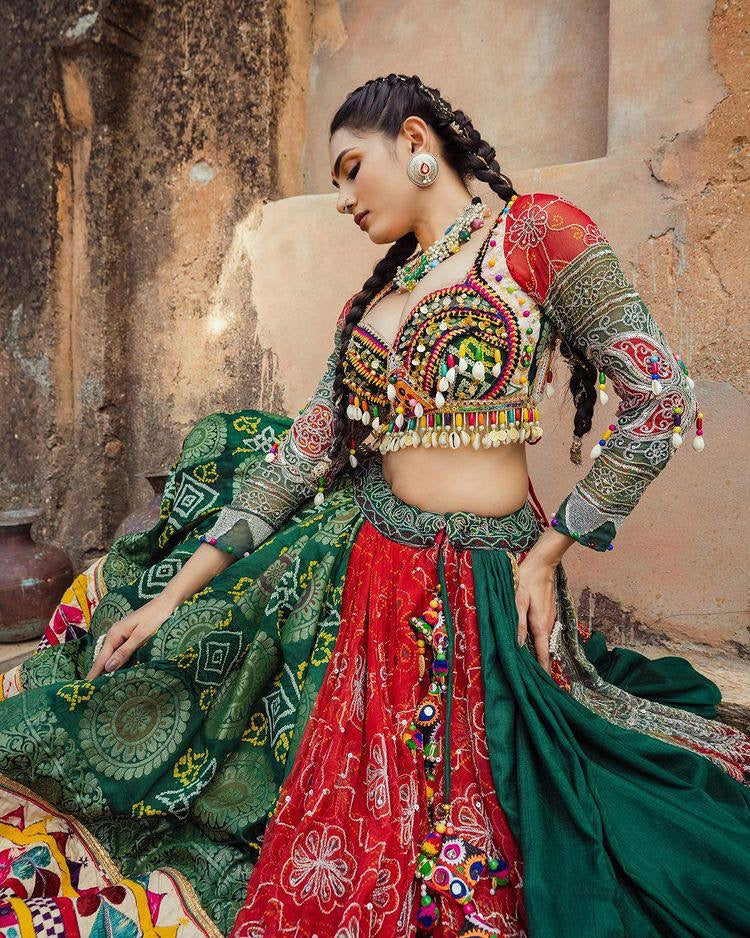 Butter Silk Heavy Gujrati Kutchi work Navratri Special Chaniya Choli
