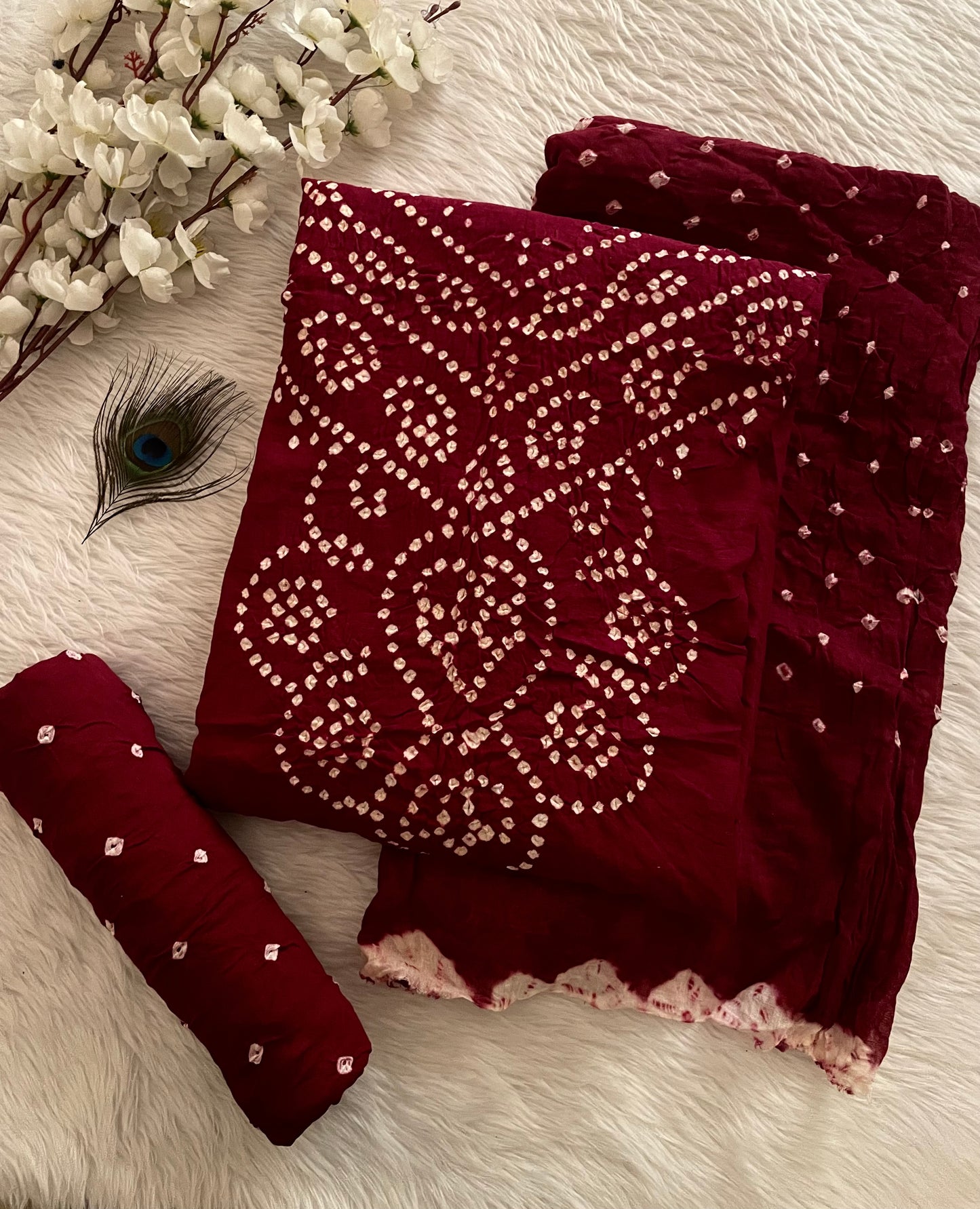 Cotton Satin Barik Bandhej work Black Bandhani Dress Material (Unstitched) - Premium  from Ethenika.com  - Just INR 1690! Shop now at Ethenika.com