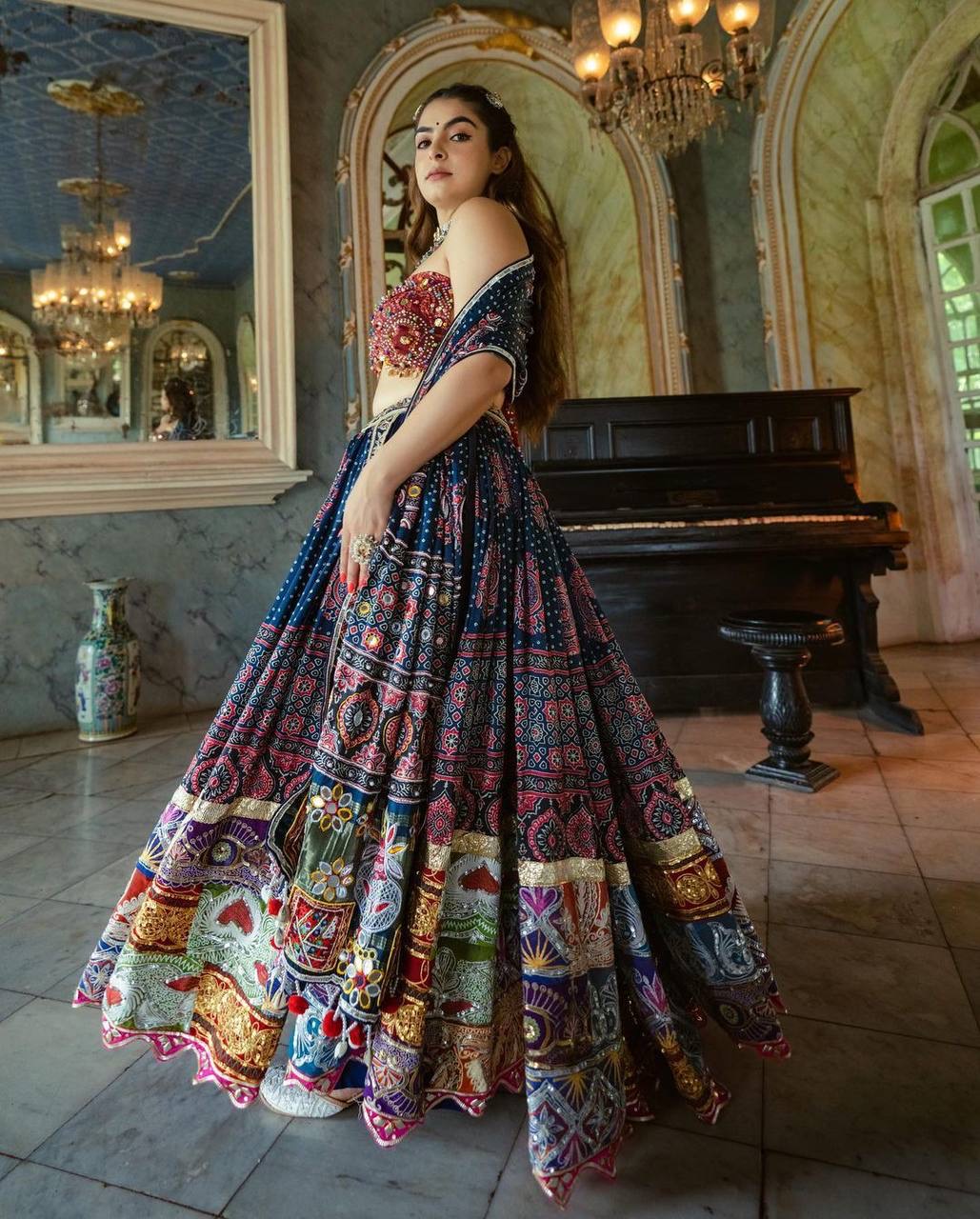 Soft Butter Silk Digital Print with mirror work Chaniya Choli - Premium from Ethenika.com - Just INR 2990! Shop now at Ethenika.com