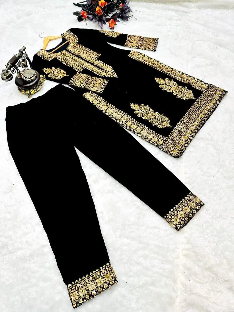 Georgette Heavy Sequence Work Pakistani Kurti Pant Set ( Stitched) - Premium from Ethenika.com - Just INR 3490! Shop now at Ethenika.com