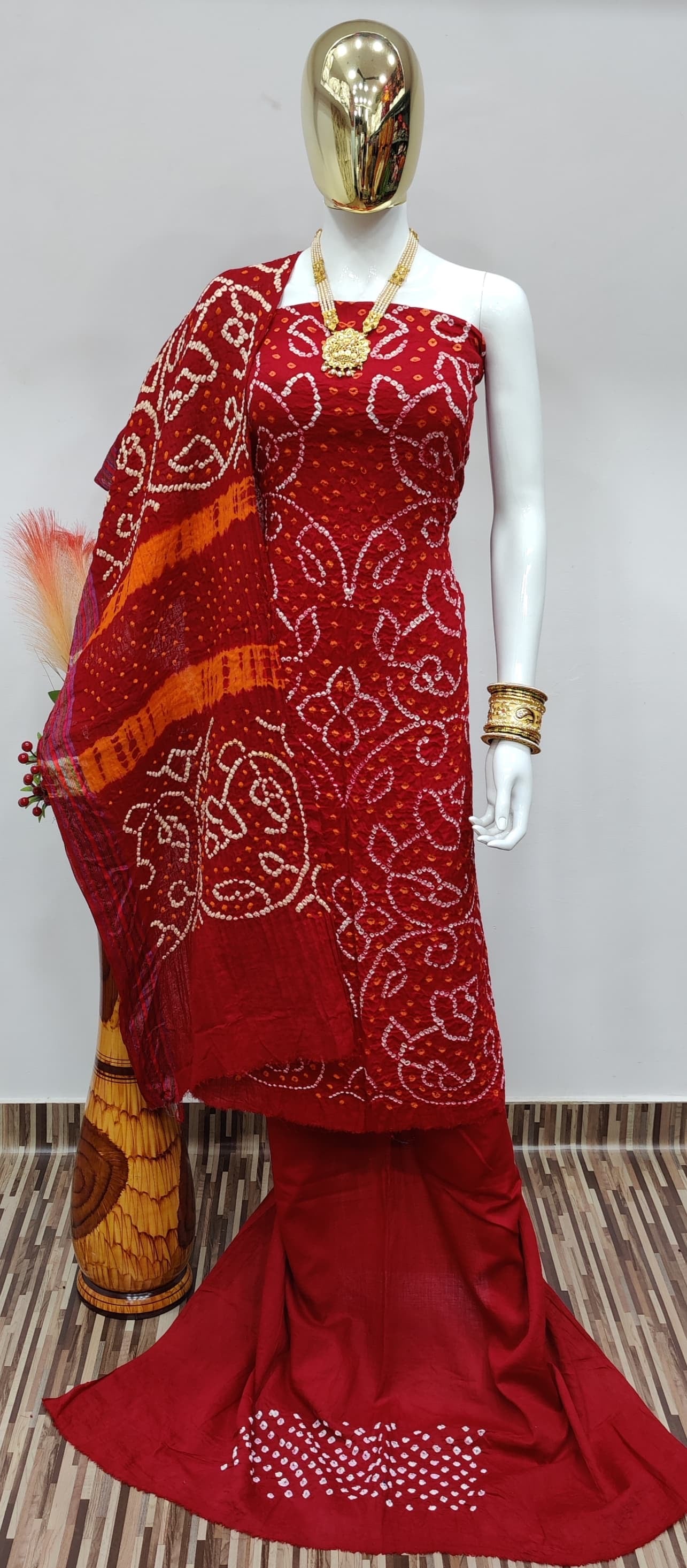 Cotton Satin Barik Bandhej Work Bandhani Dress Material - Premium  from Ethenika.com - Just INR 2190! Shop now at Ethenika.com